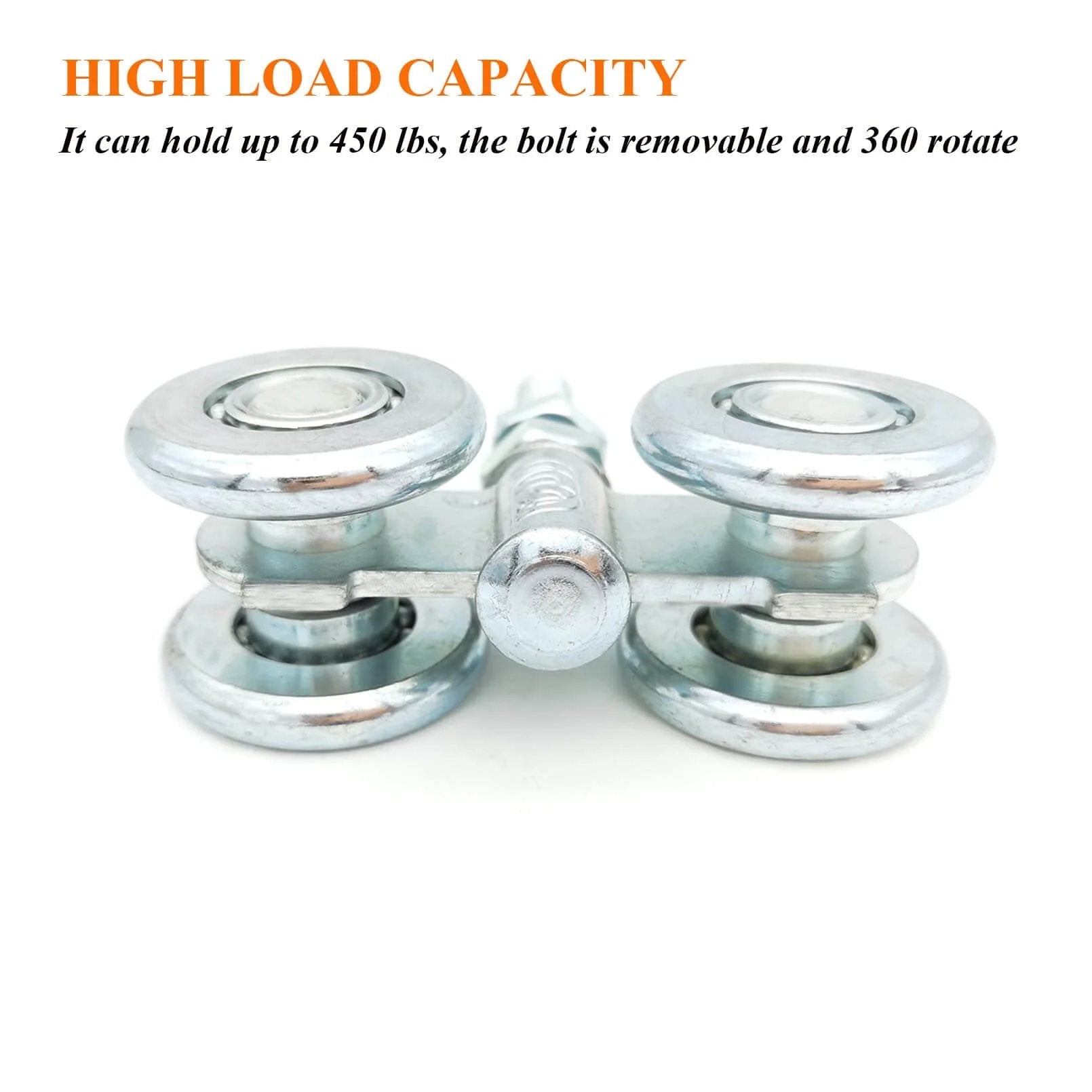 2pcs Track Roller Wheels Heavy Duty Trolley Assembly Silent Rollers Wheel for Heavy Barn or Shed Sliding Doors, galvanized finish.