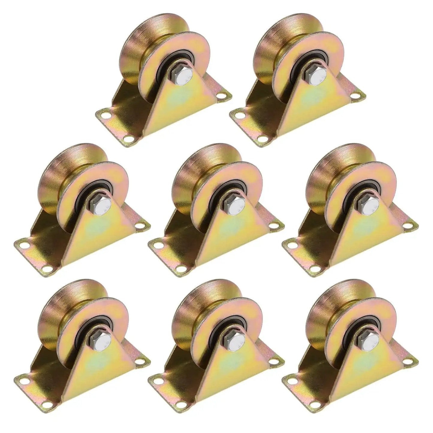 Heavy Duty 8 Pack 2.2 Inch V Groove Gate Caster Wheels With Brackets For Inverted V Track Sliding Gate Use Up To 661 Lbs Per Wheel And 300 Kg Capacity For Garage Doors Lifting And Industrial Machinery Durable Galvanized Bearing Steel HARFINGTON