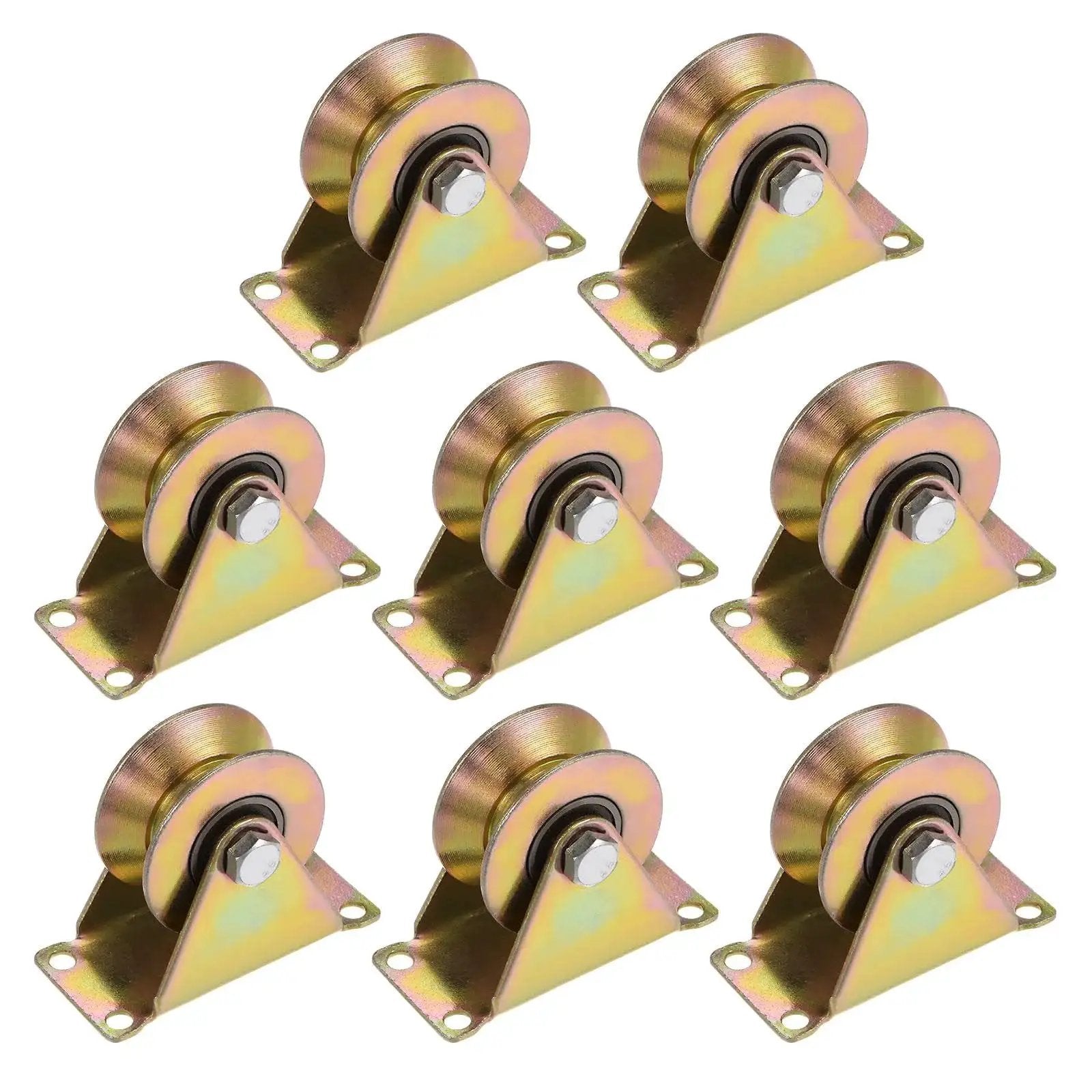 Heavy Duty 8 Pack 2.2 Inch V Groove Gate Caster Wheels With Brackets For Inverted V Track Sliding Gate Use Up To 661 Lbs Per Wheel And 300 Kg Capacity For Garage Doors Lifting And Industrial Machinery Durable Galvanized Bearing Steel HARFINGTON