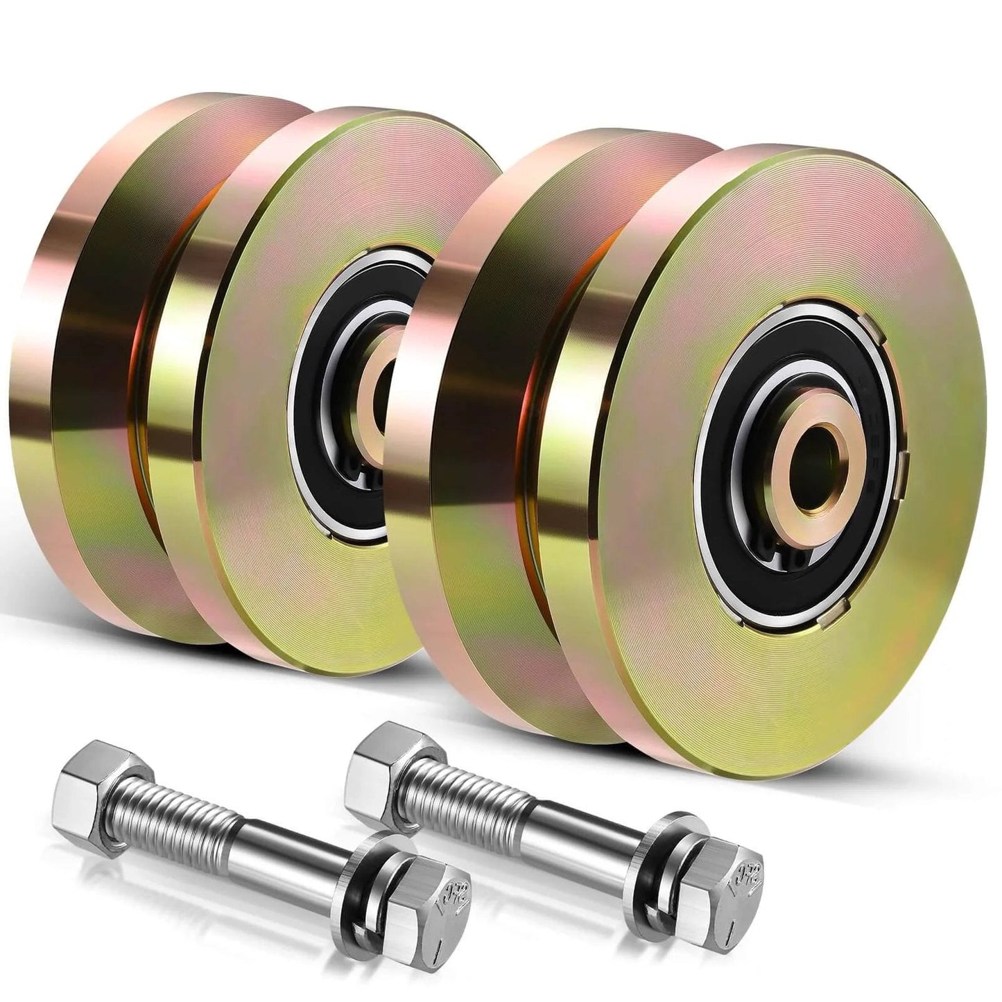 4" Heavy Duty Sliding Gate Rollers Wheels 2 Sets V Groove Slide Wheel Solid 4" Dia 1-3/4" Width Double Bearing 3000 Lbs Capacity with Screws