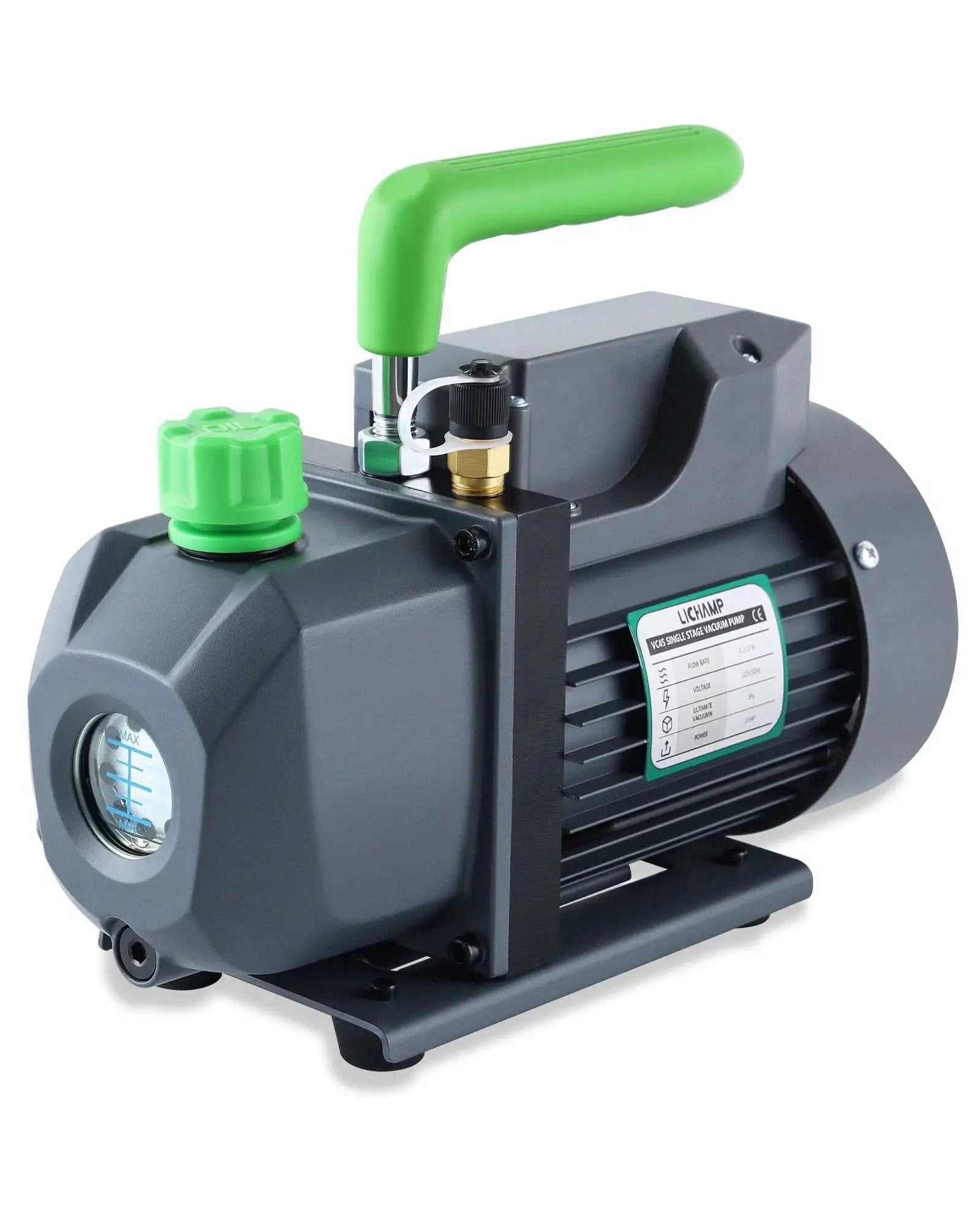 Heavy Duty Four Point Five CFM HVAC Vacuum Pump With One Third Horsepower Motor Single Stage Self Cooling And Thermal Protection