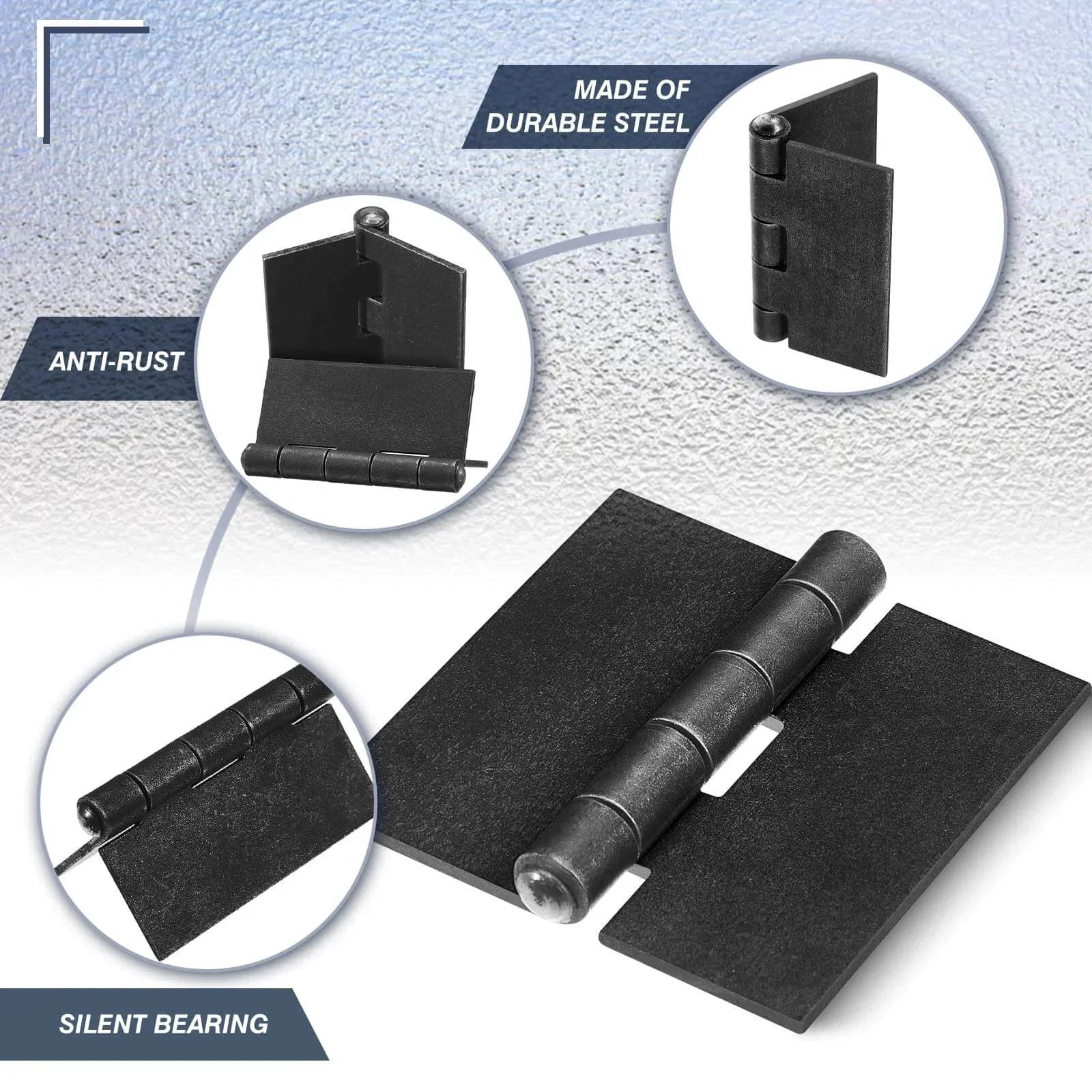 2 Pieces 3 Heavy Duty Weldable Hinges 12 Ga Welding Long Lasting Steel Butt Hinge Corrosion and Rust Resistant with silent bearing