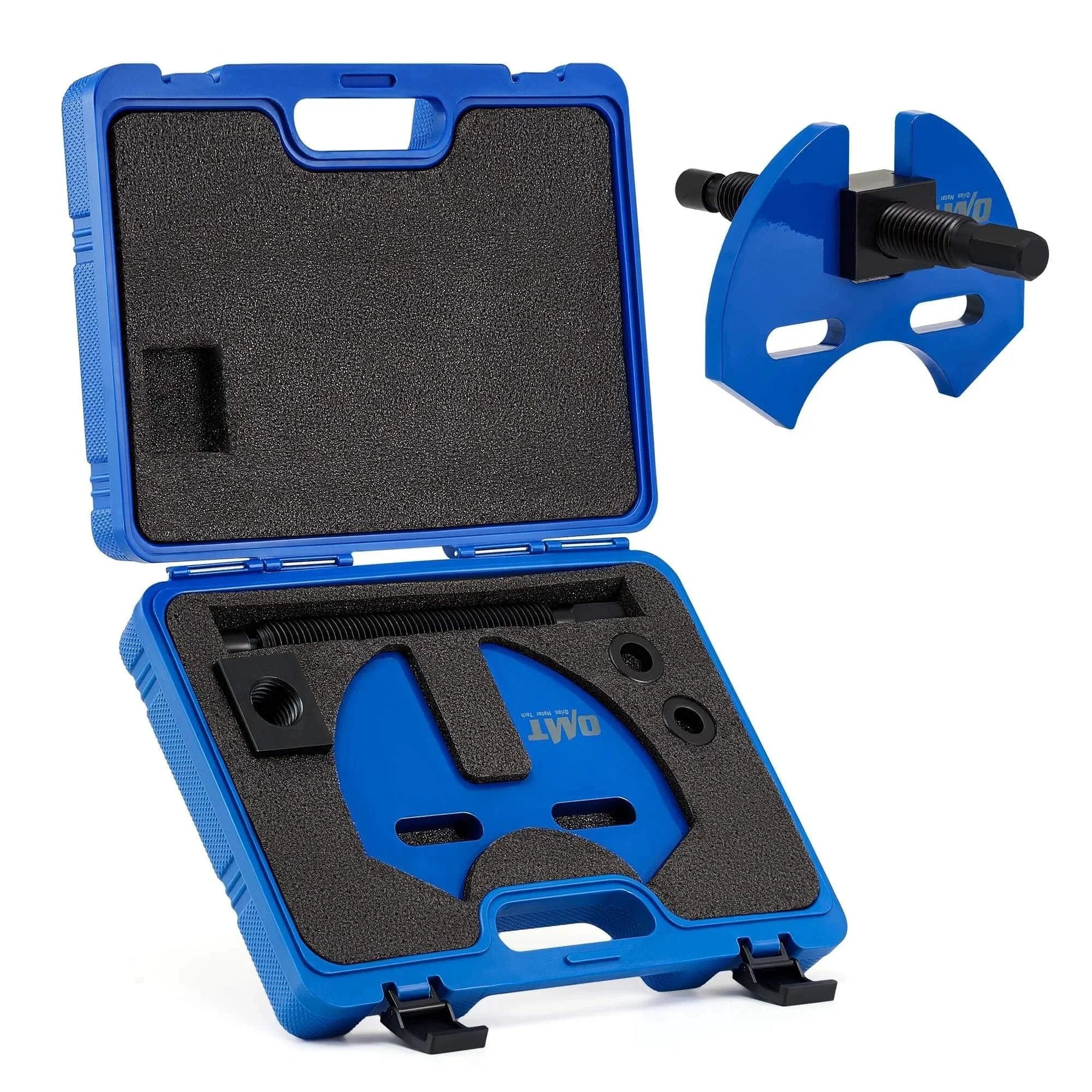 Wheel Hub Removal Tool Kit with carrying case, includes remover plate and accessories for 5, 6, 8 lug hubs on cars and trucks.