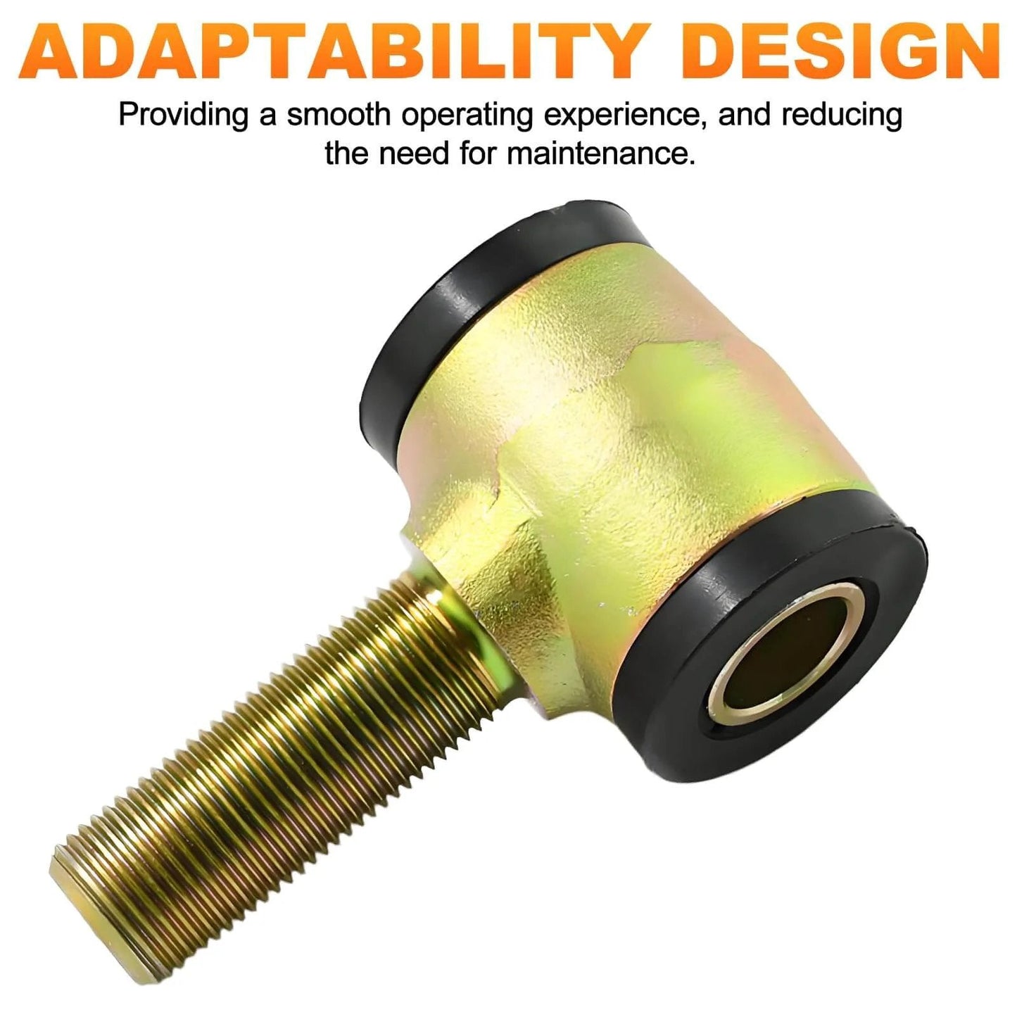 Close-up of 5/8-18 forged steel 4 bar rod end kit left hand thread, chromoly construction with polyurethane bushing.