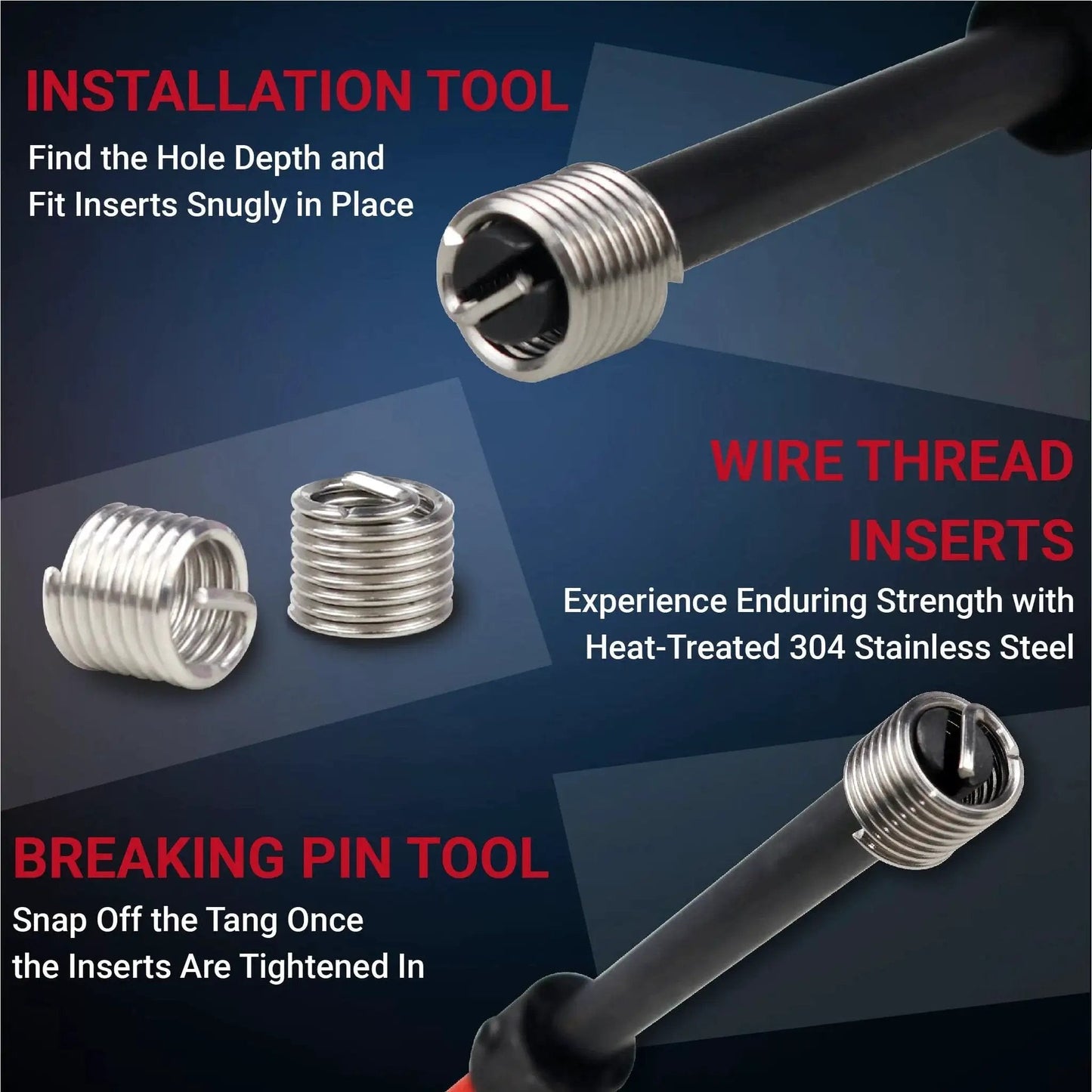 M10x1.5 Helicoil Thread Repair Kit For Rethreading Internal Threads with stainless steel inserts and tools, Cenforge