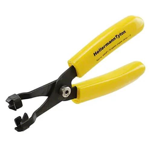 Snapper Hose Clamp Tool MSNP1-70 By HellermannTyton with yellow metal body and plastic handle for sizes 1-70