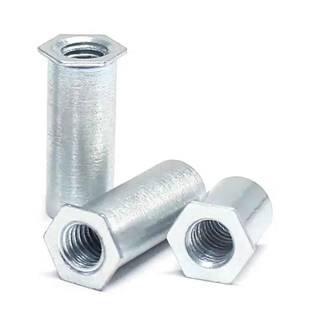 Hexagonal Through Hole Rivet Columns Pack 10 To 50 Pieces M2 To M6 304 Stainless Steel Rivet Nuts for machinery and DIY projects.