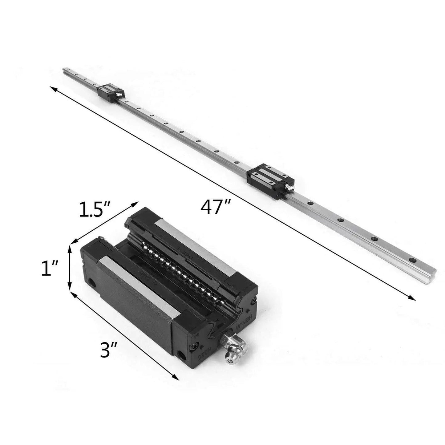 Two-Piece HGH20 Linear Rail Kit With 1200mm And 1500mm Rails And Four Bearing Blocks For Smooth Low-Noise Motion In DIY Routers And Lathes