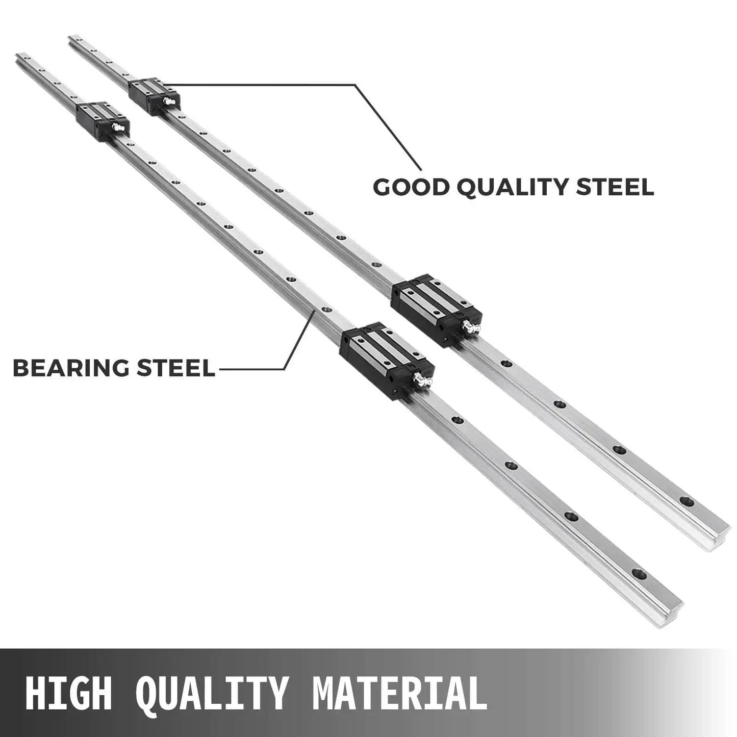 Two-Piece HGH20 Linear Rail Kit With 1200mm And 1500mm Rails And Four Bearing Blocks For Smooth Low-Noise Motion In DIY Routers And Lathes