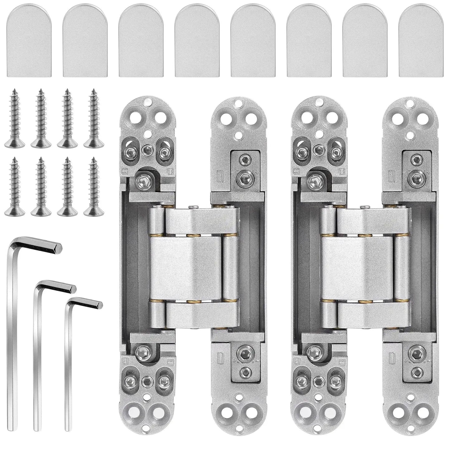 Hidden Door Hinges 6 Inch Stainless Steel Pack Of Two Concealed Hinges With 180 Degree Swing 3 Way Adjustable Heavy Duty for Secret Doors