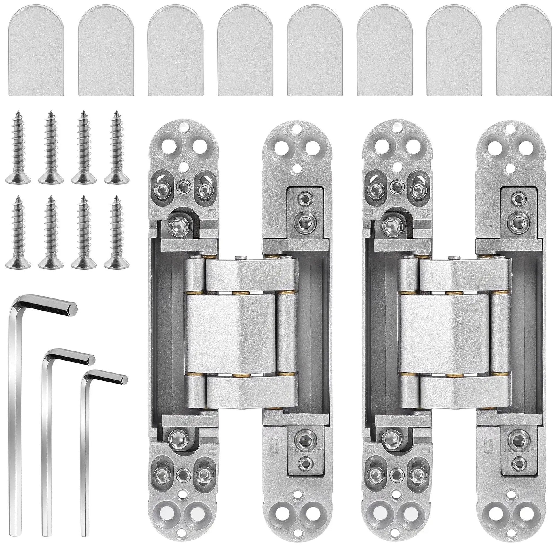 Hidden Door Hinges 6 Inch Stainless Steel Pack Of Two Concealed Hinges With 180 Degree Swing 3 Way Adjustable Heavy Duty for Secret Doors