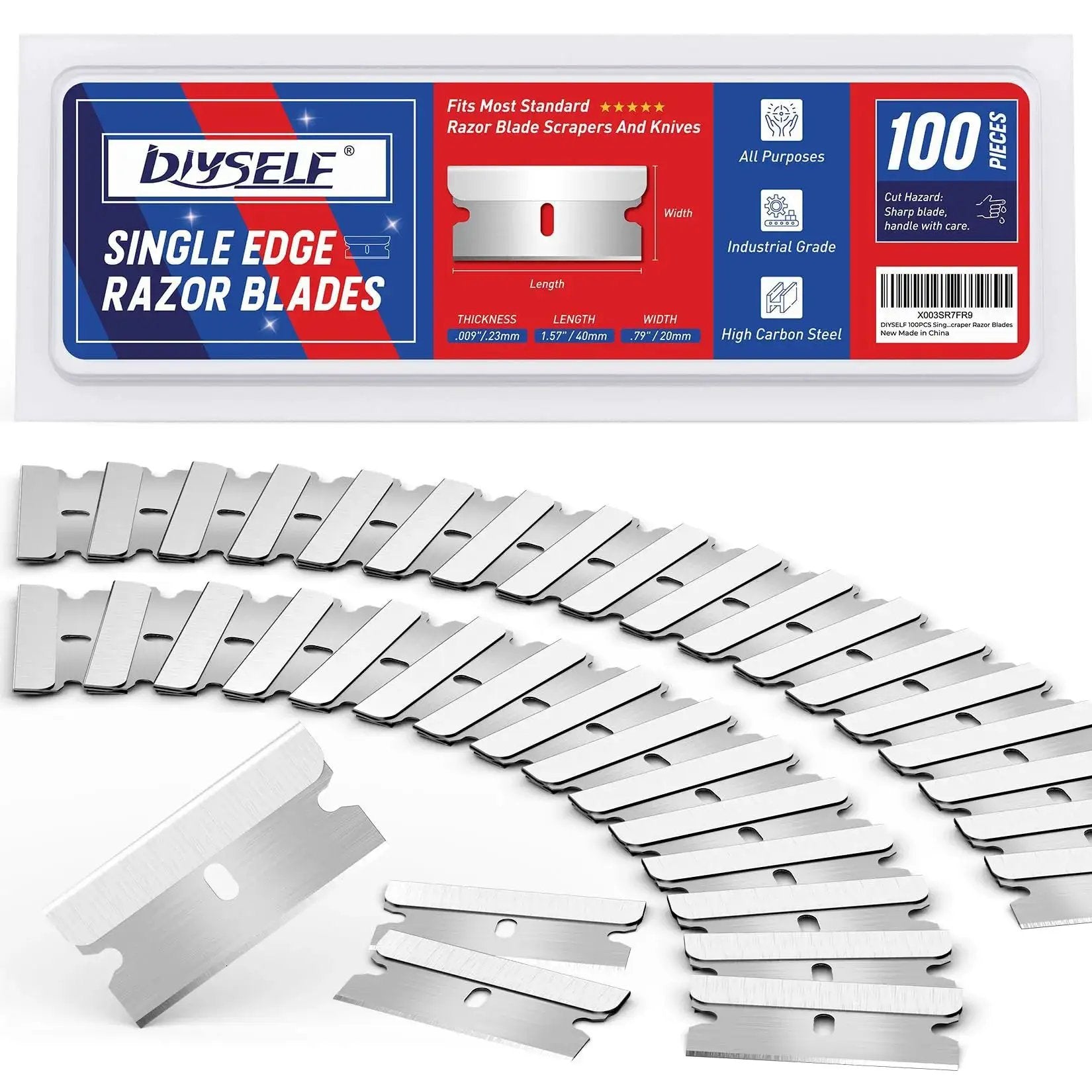 Single Edge Razor Blades Set With 100 High Carbon Steel Blades For Razor Scraper And Utility Knife Heavy Duty One Edge Blades