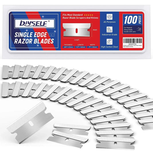 Single Edge Razor Blades Set With 100 High Carbon Steel Blades For Razor Scraper And Utility Knife Heavy Duty One Edge Blades