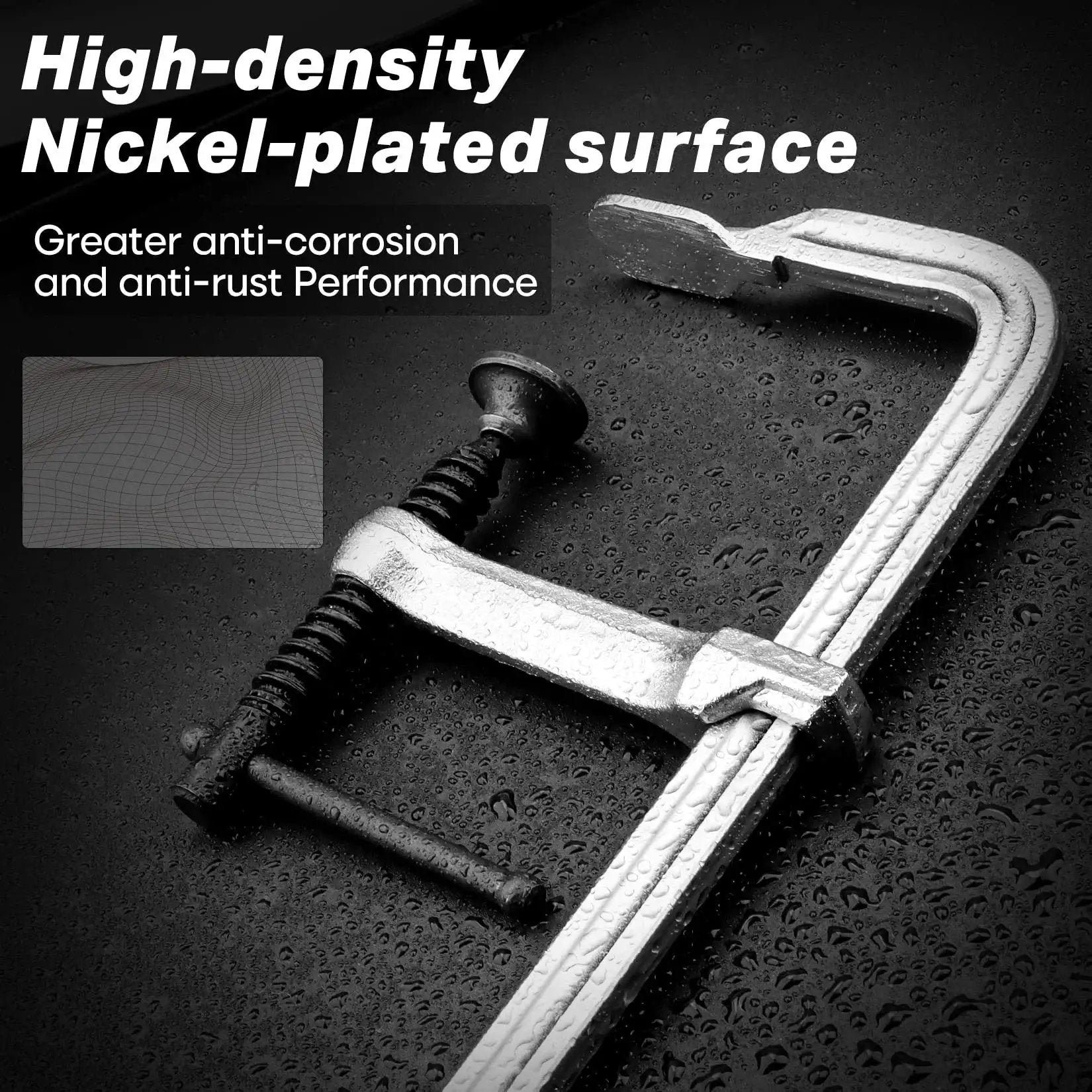 4 Pack 12 Inch Bar Clamps Set With Drop Forged Steel Construction 3 Inch Throat Depth And 450 Lbs Load Capacity, nickel plated surface