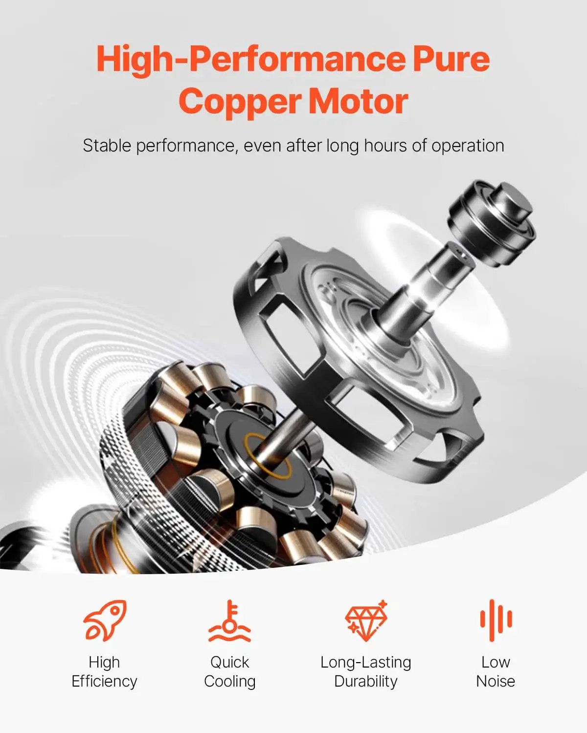 High-performance pure copper motor from VEVOR's Two Stage 6 CFM Rotary Vane Vacuum Pump for auto AC systems and HVAC tasks