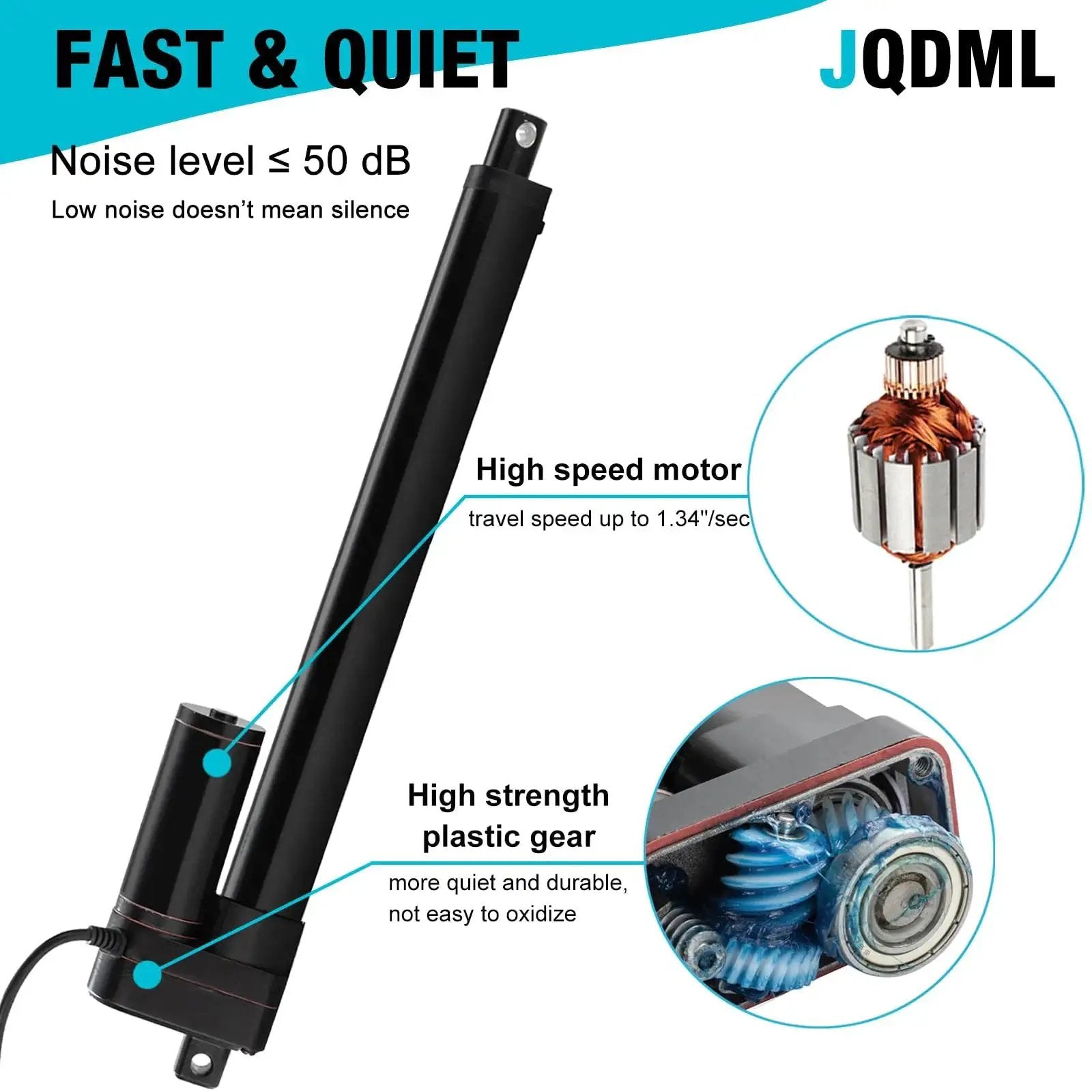 Four Inch High Speed 12V Linear Actuator With 88 Lbs Load Capacity IP65 Waterproof One Point Three Four Inches Per Second Travel