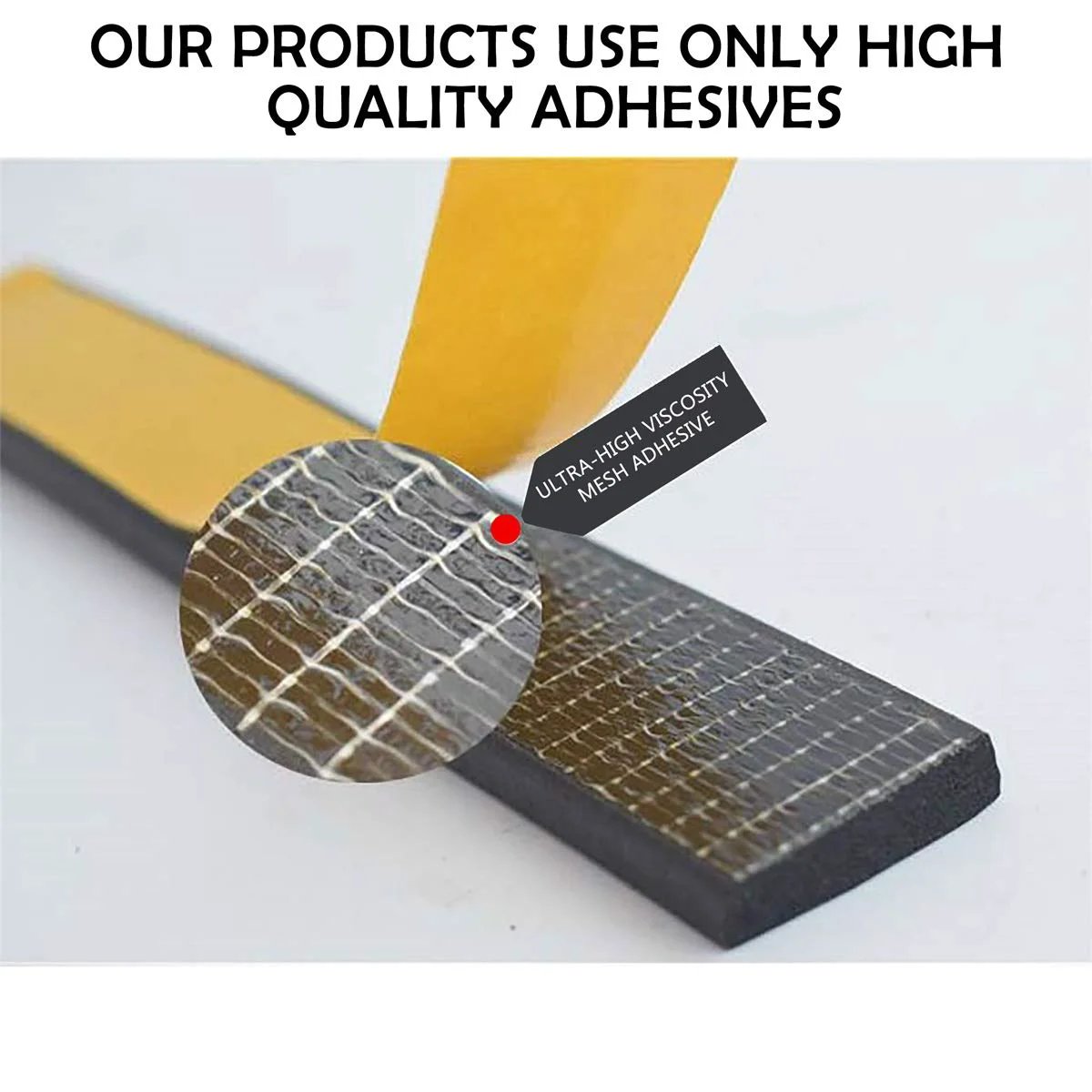Close-up of Weather Stripping Foam Tape Two Pack One Inch Wide Three Quarter Inch Thick With Adhesive showcasing texture and adhesive quality.