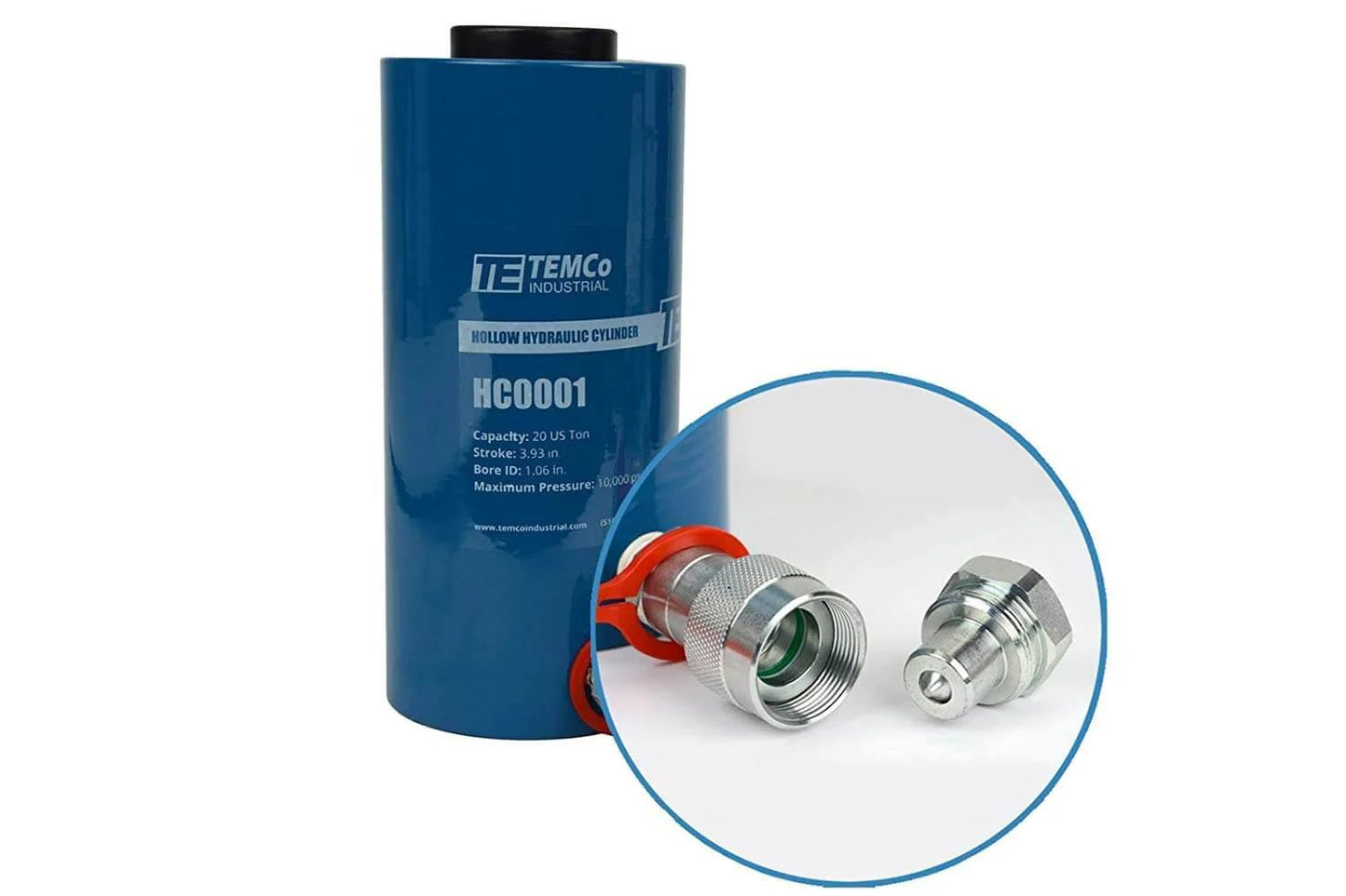 ✝️ Hollow Hydraulic Cylinder Ram 20 TON 4 Inch Stroke with connectors for shop use and repair