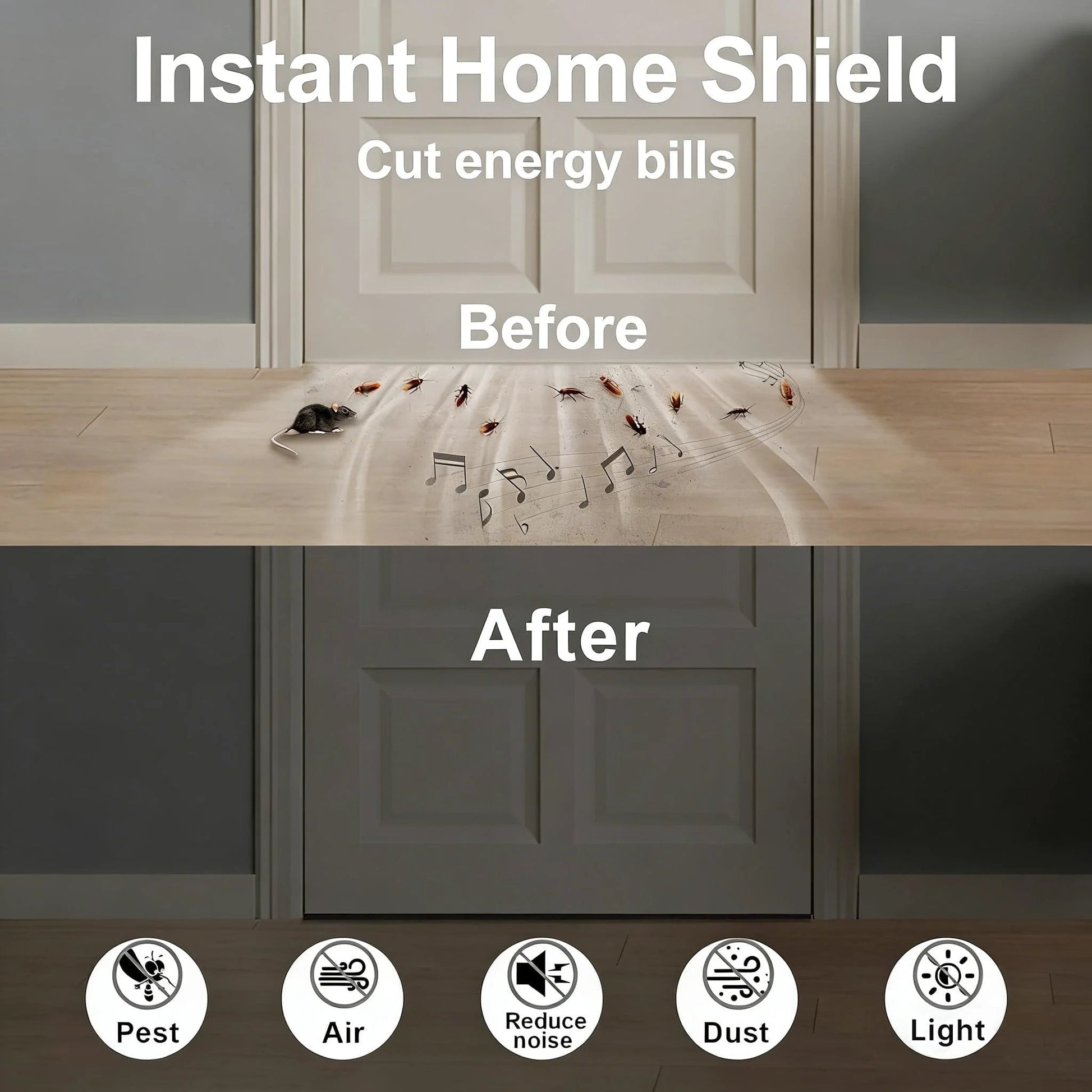 Heavy Duty Weather Stripping Door Seal Tape For Energy Saving Noise Reduction Lightproof Foam Tape Insulation for sliding doors, before and after installation.