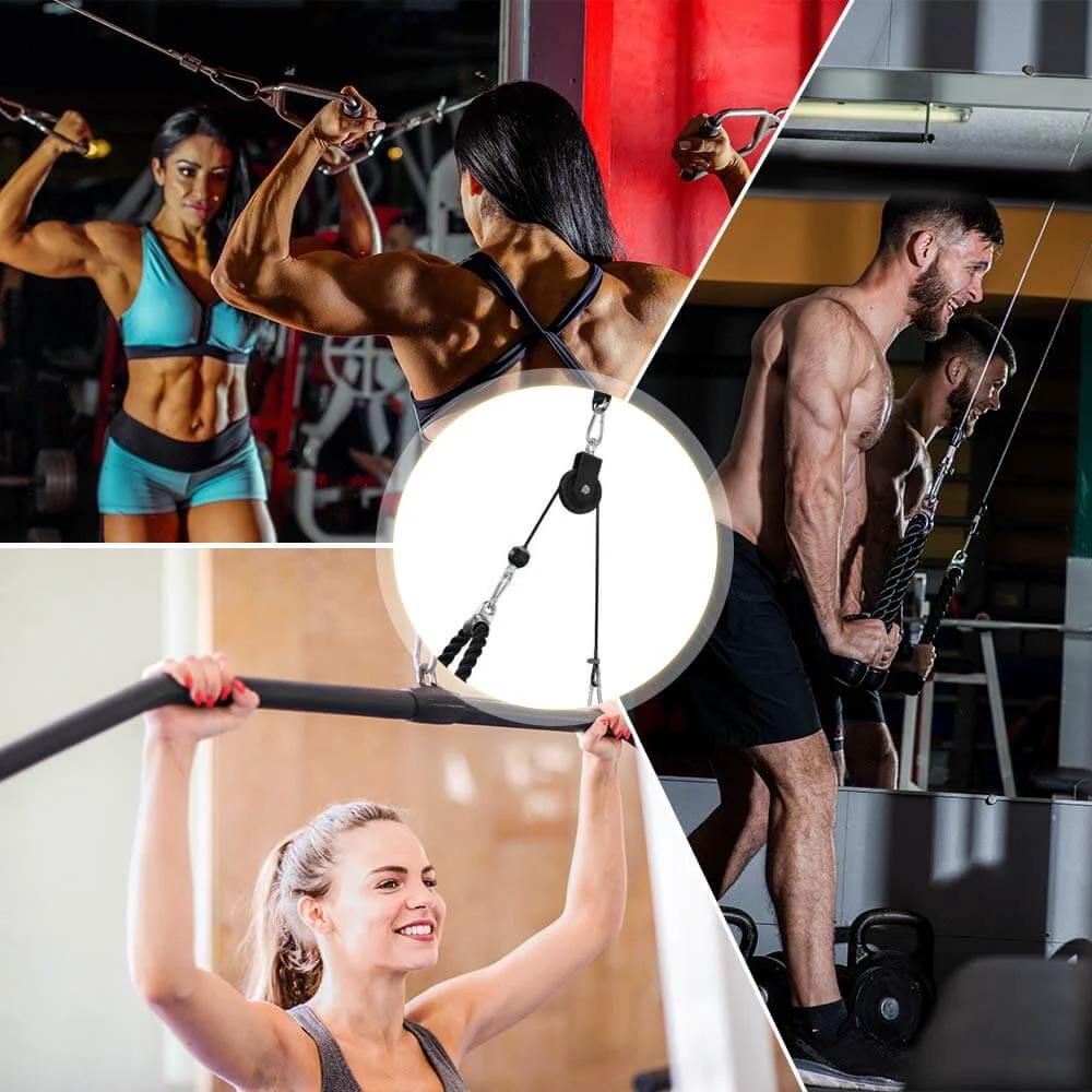 Cable Pulley - 3.54 In/90 mm 360 Degree Rotation Traction Wheel in use at home gym for exercises and lifting