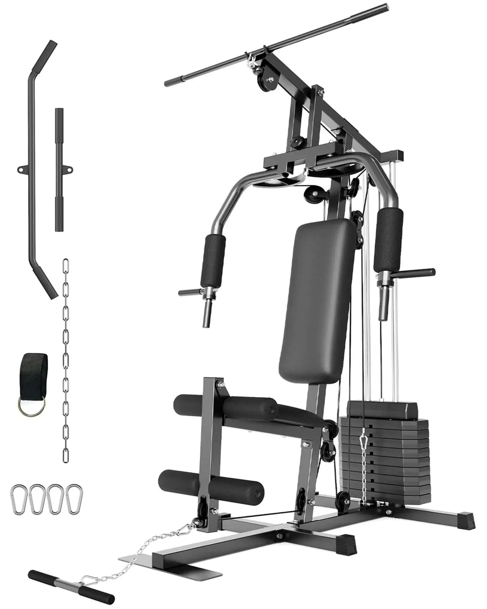 Home Gym System With 100 Lbs Weight Stack Multifunctional Weight Machine For Full Body Workouts featuring durable steel frame