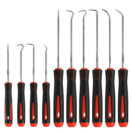 Hook And Pick Set 10 Piece Precision Tool Kit With Non Slip Grips For Automotive O Ring Seals Gaskets Removal