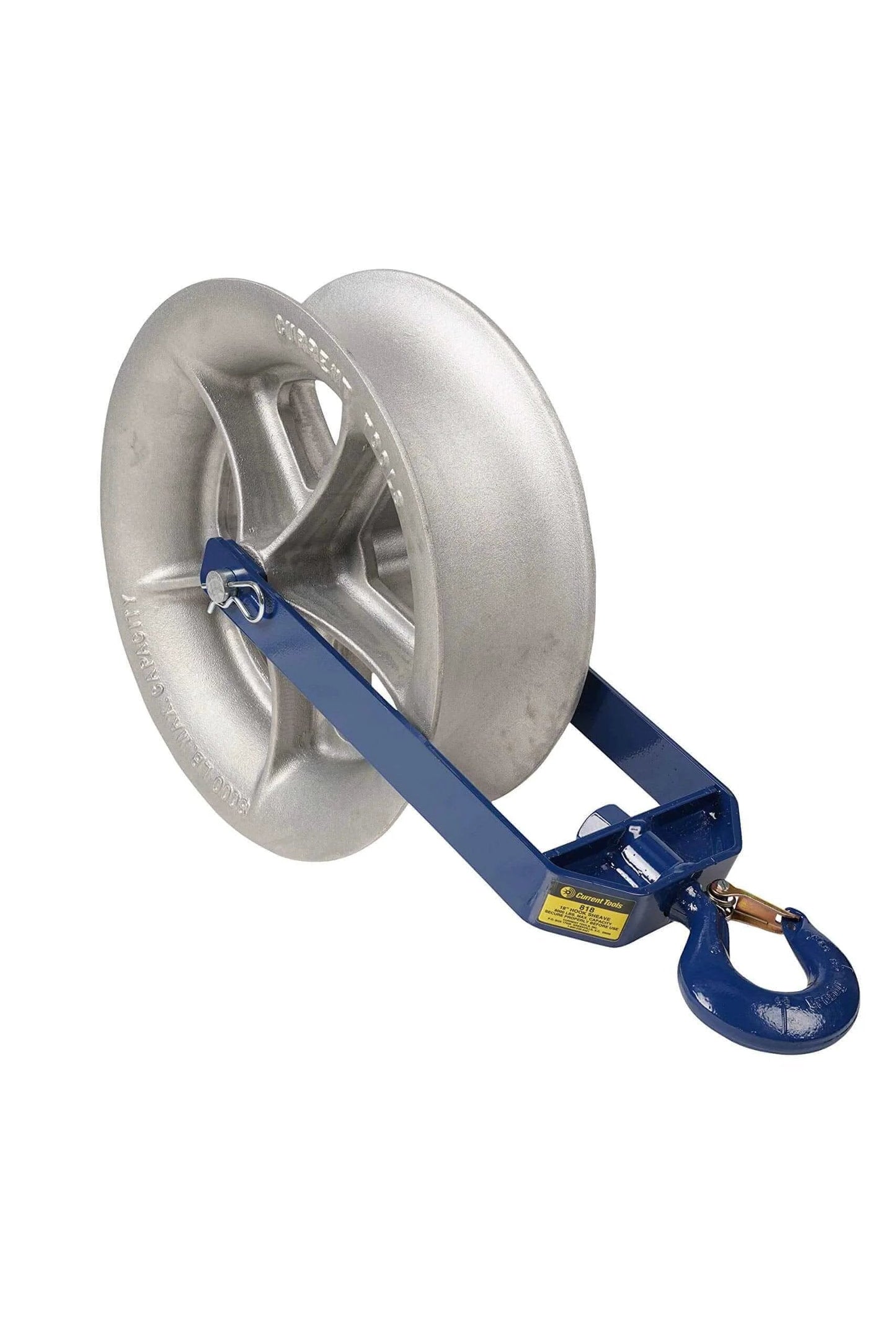 Hook Type Sheaves - Heavy Duty Cable Guide with 18' Diameter & 8,000 LB Capacity - 818; side view showing hook and sheave
