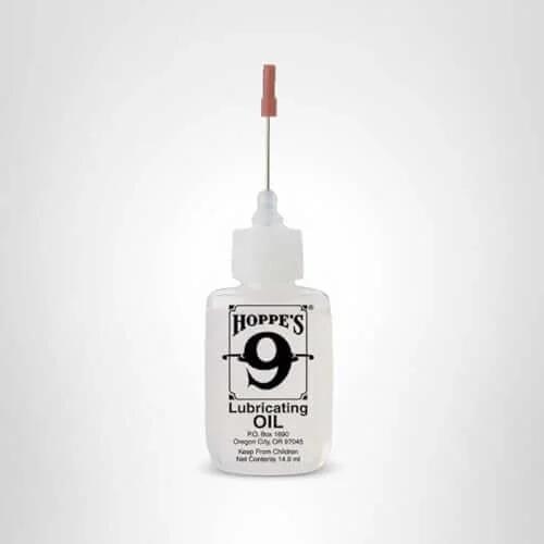Front view of Hoppe's No. 9 Lubricating Oil, 14.9 ml Precision Bottle with applicator