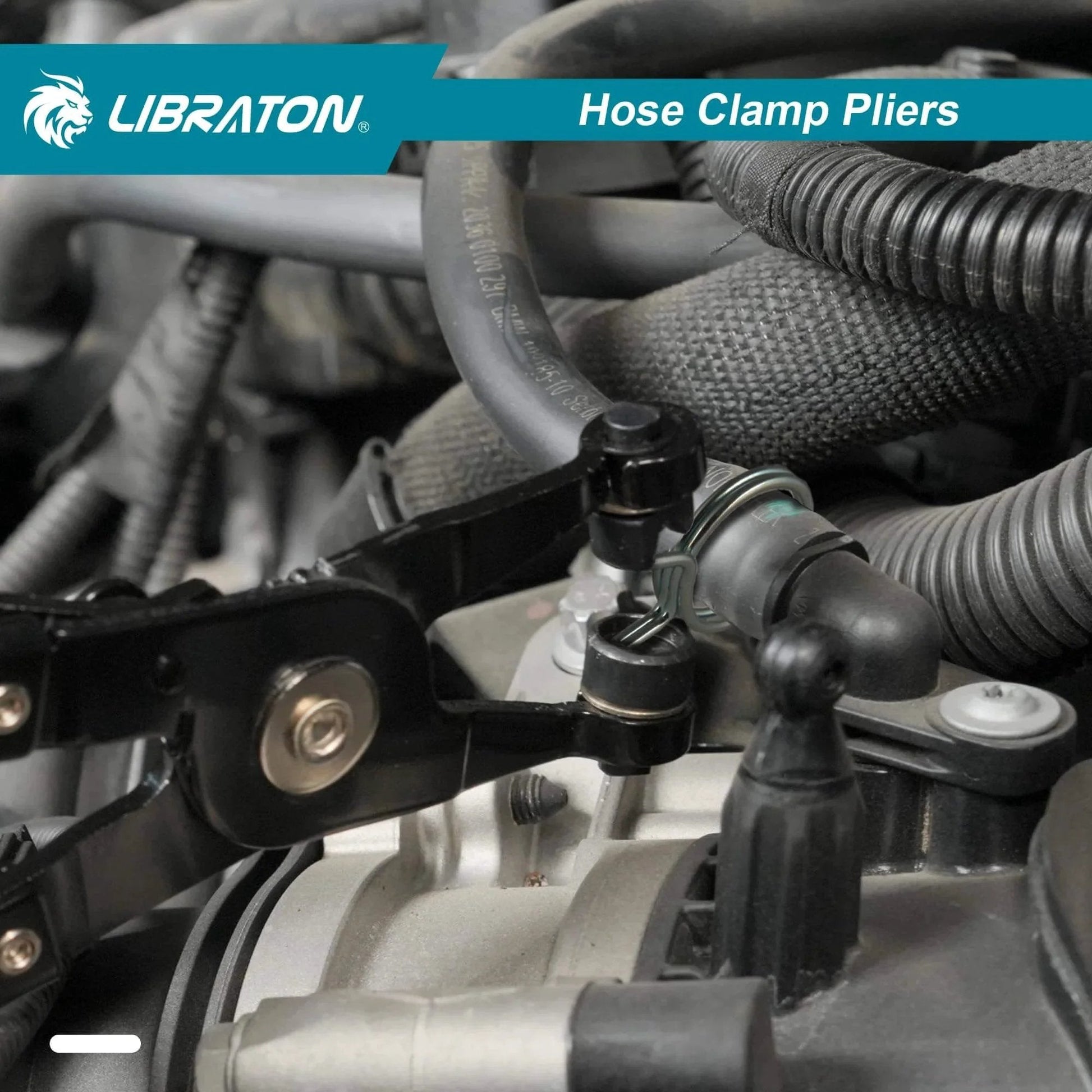 Hose Clamp Pliers Professional Swivel Flat Band Tool in use for easy removal and installation on engine fuel line hose clamps