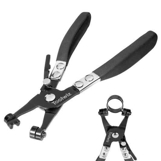 Heavy Duty Hose Clamp Pliers with Locking Device and Non Slip Handle for Easy Removal and Installation of Ring Type and Flat Band Clamps Up To 1.38 Inches 35mm Carbon Steel Construction Designed For Automotive And HVAC Applications With Durable Carbon.
