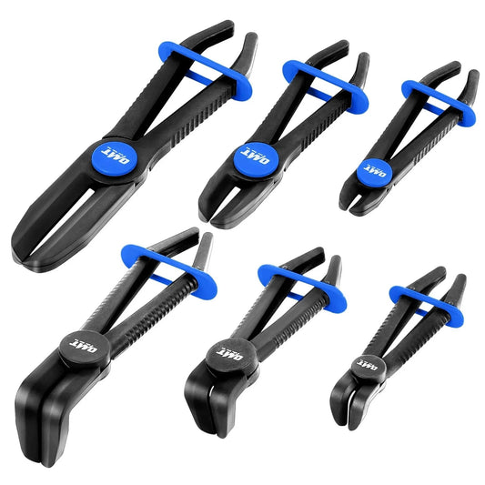 6 Piece Hose Pinch Off Pliers Set For Flexible Hoses Brake Fuel And Coolant Maintenance With Straight And 90 Degree Pliers