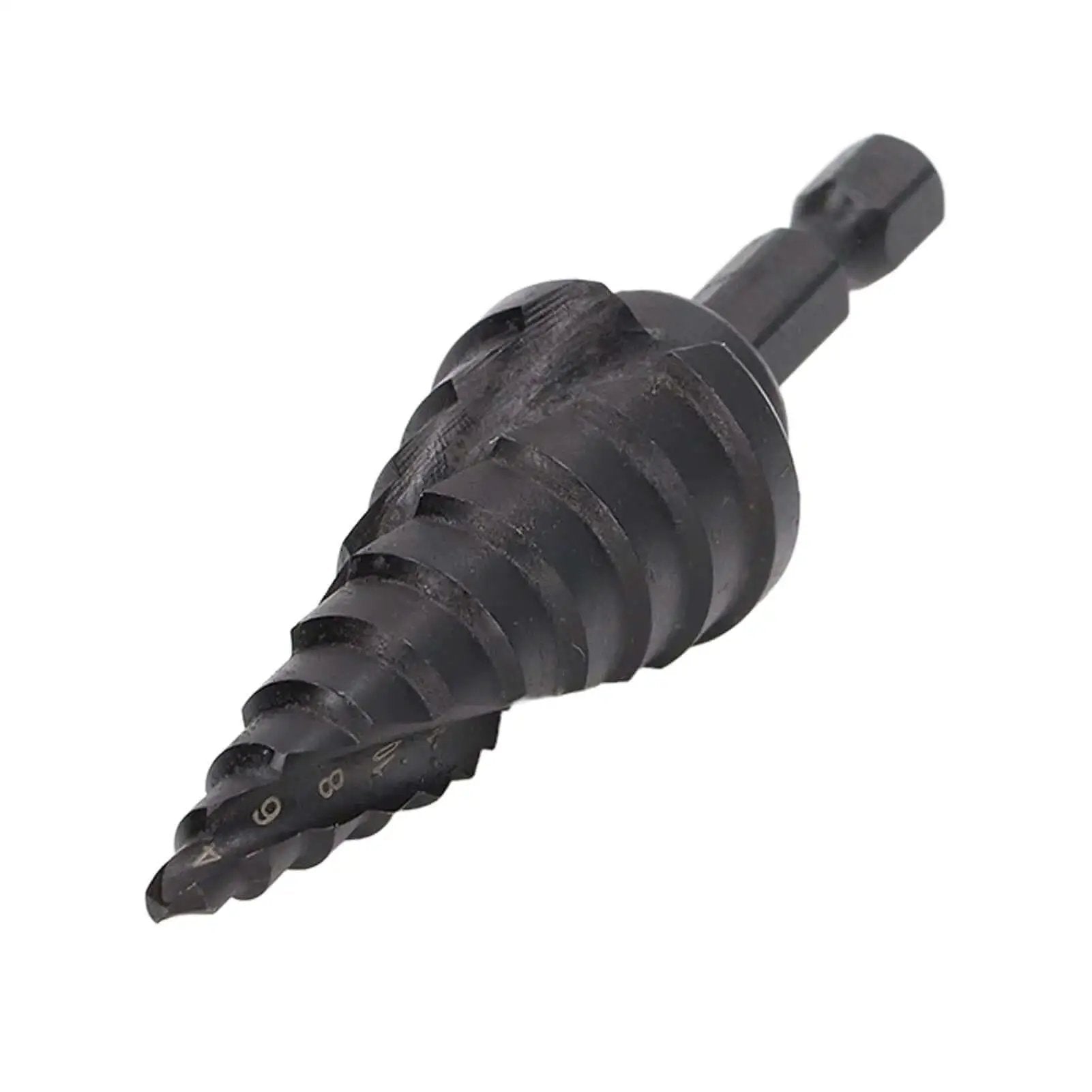 Heavy Duty HSS Step Drill Bit and Hole Reamer With Pagoda Style Spiral Groove for Metal, 10 Steps From 4 to 22mm, Hex Shank