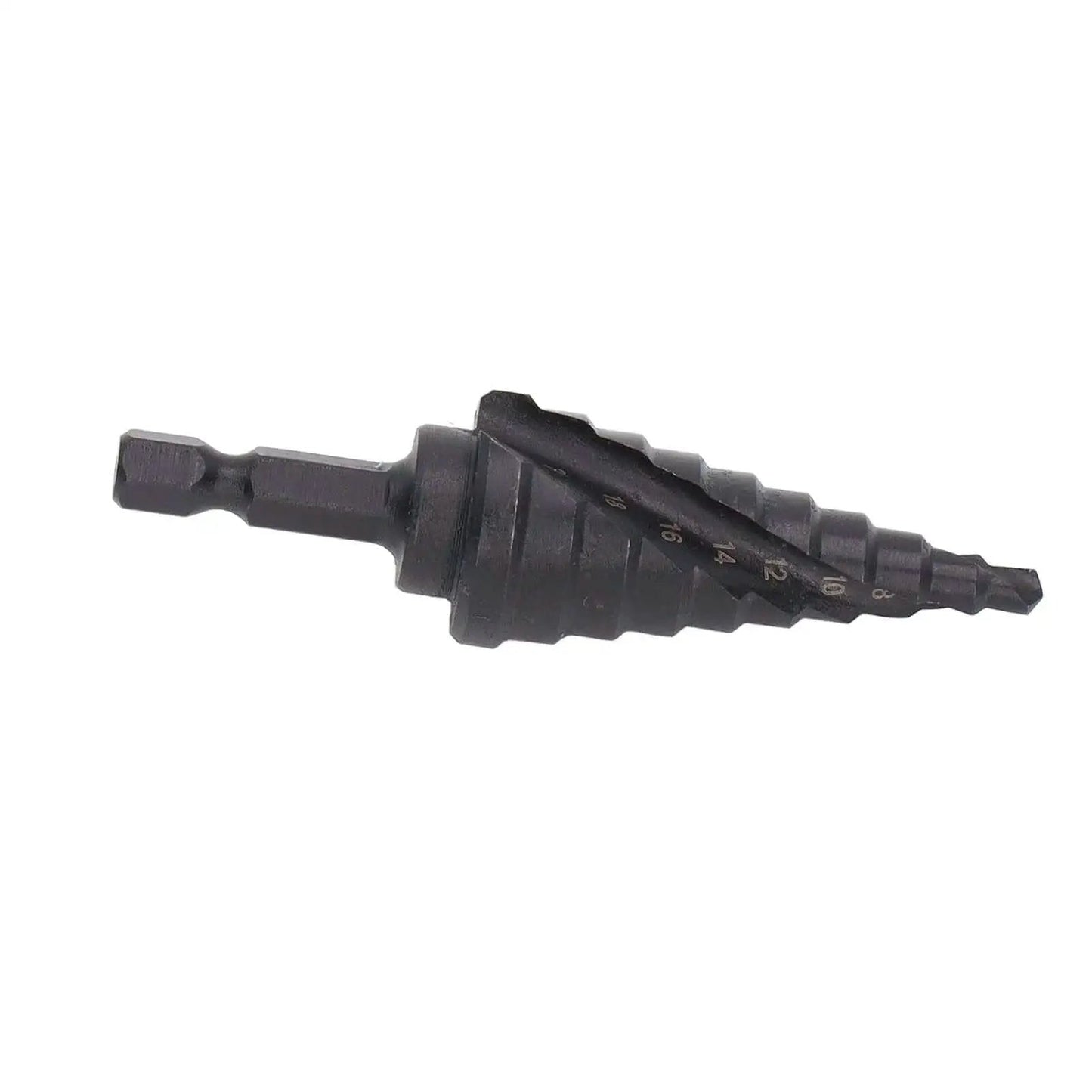 Heavy Duty HSS Step Drill Bit and Hole Reamer With Pagoda Style Spiral Groove for Metal, 10 Steps From 4 to 22mm, Hex Shank