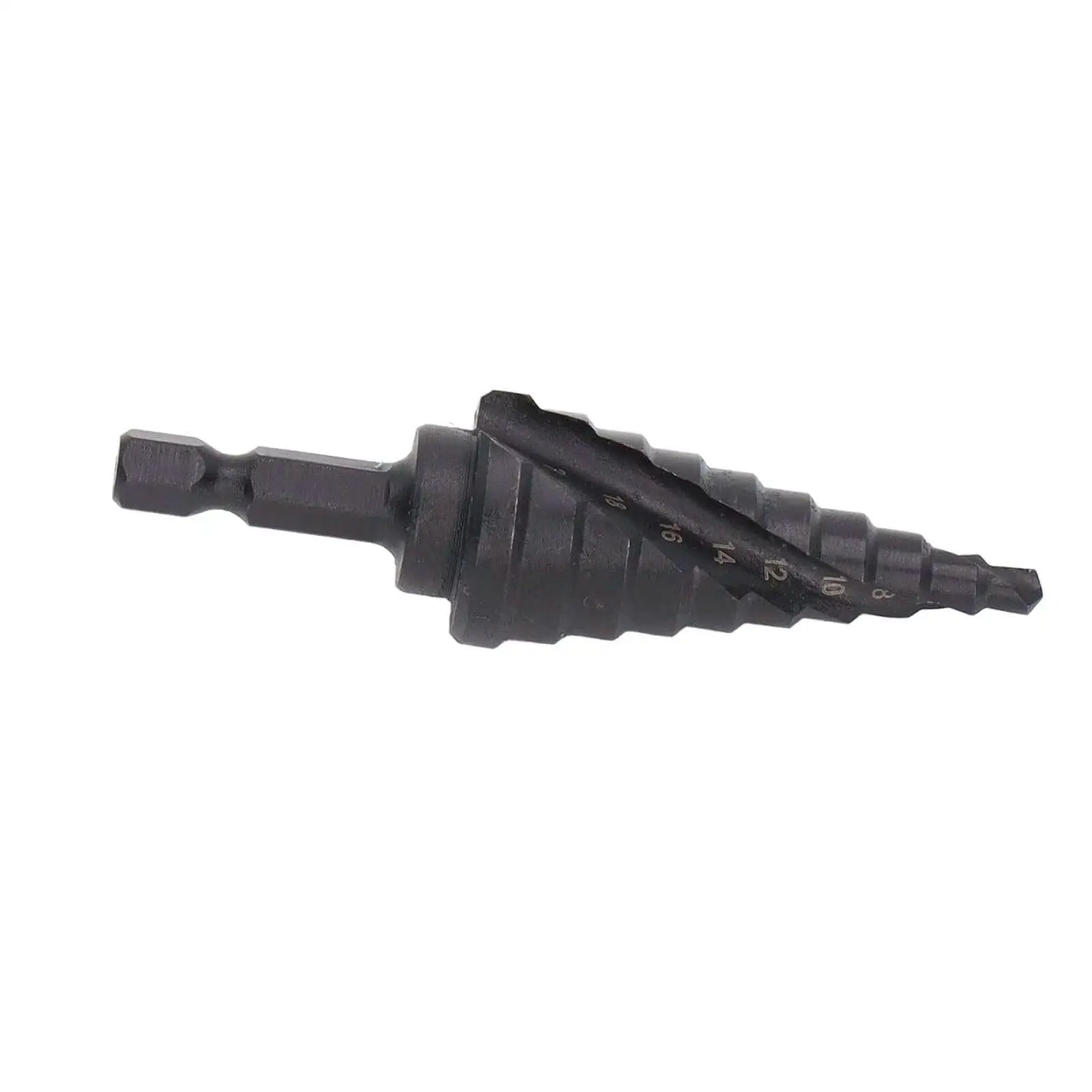 Heavy Duty HSS Step Drill Bit and Hole Reamer With Pagoda Style Spiral Groove for Metal, 10 Steps From 4 to 22mm, Hex Shank