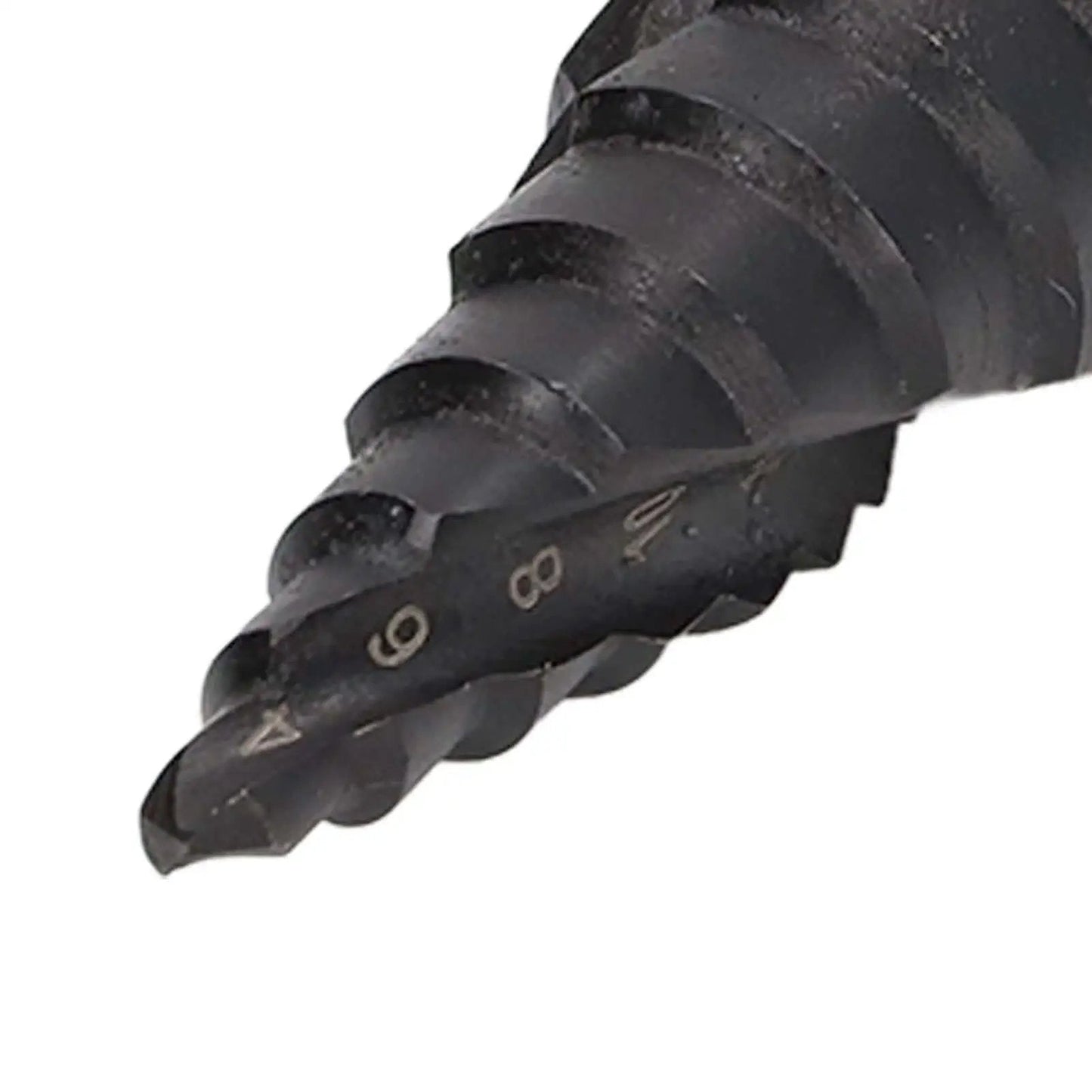 Close-up of Heavy Duty HSS Step Drill Bit and Hole Reamer With Pagoda Style Spiral Groove