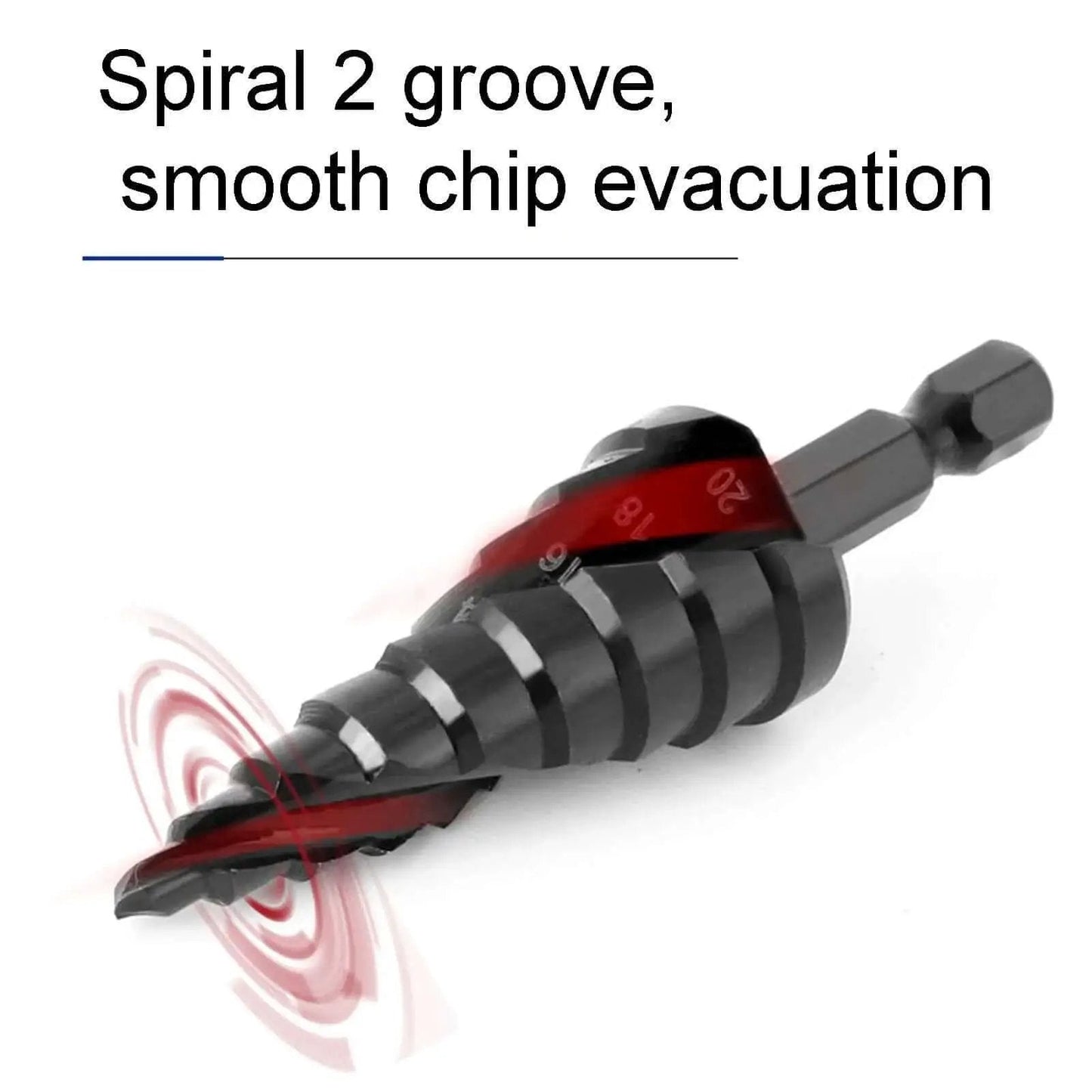 Heavy Duty HSS Step Drill Bit and Hole Reamer With Pagoda Style Spiral Groove for Metal, 10 Steps From 4 to 22mm, Hex Shank