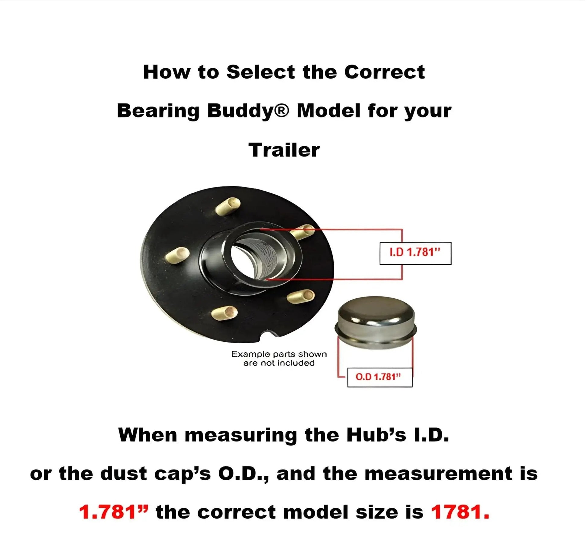 Diagram showing USA Made Stainless Steel Bearing Protector For 1.781 Inch Hubs With 19B Bra installation details for trailers.