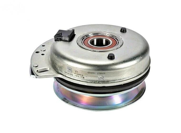 Side view of Replacement for Hustler Electric Clutch For 605827K 5219-193 Fits 36 42 and 52 OEM showing metal housing and bearing.