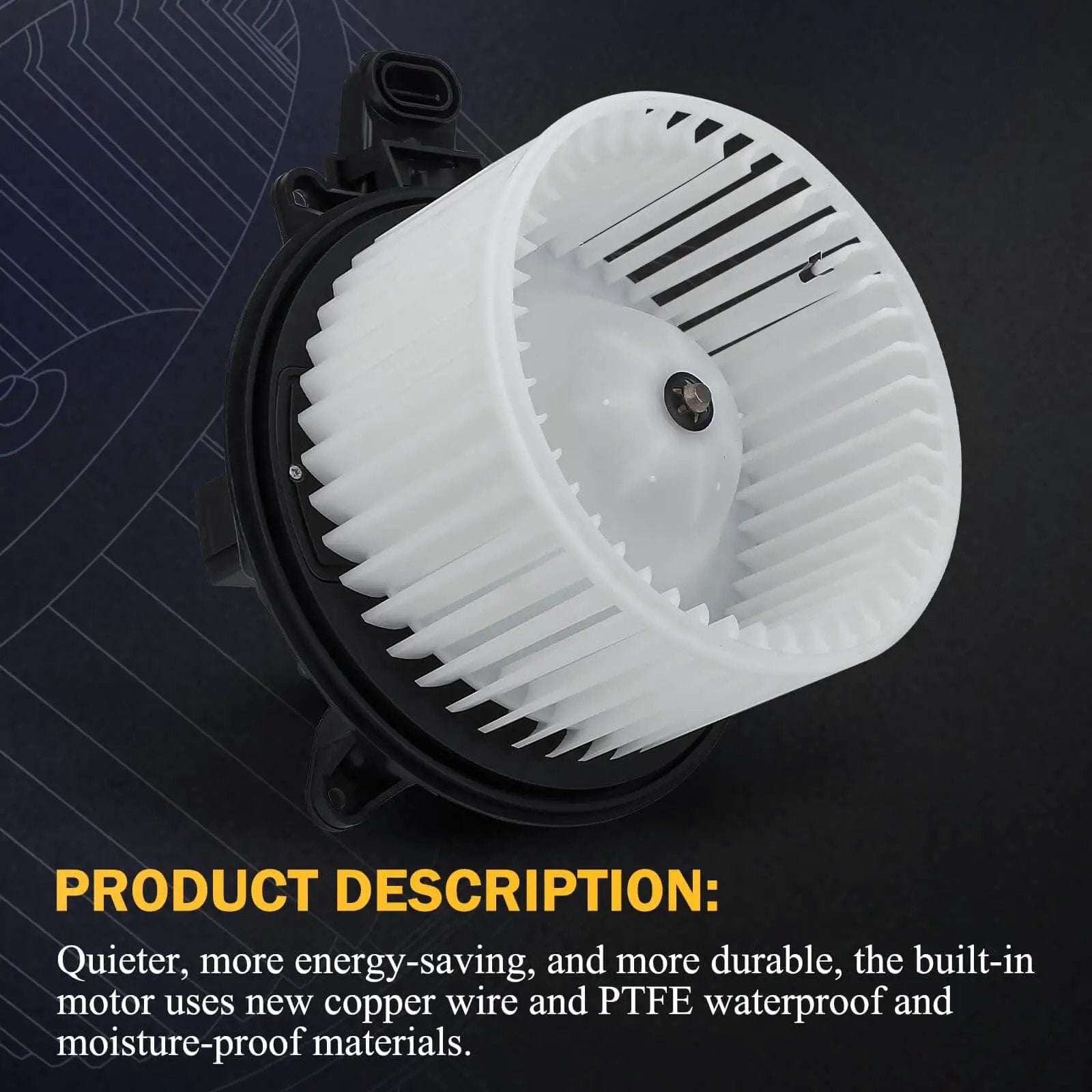 HVAC Heater Blower Motor Assembly for Ford F150 2009 2014 Expedition 2009 2017 Lincoln Navigator, white plastic and metal component.