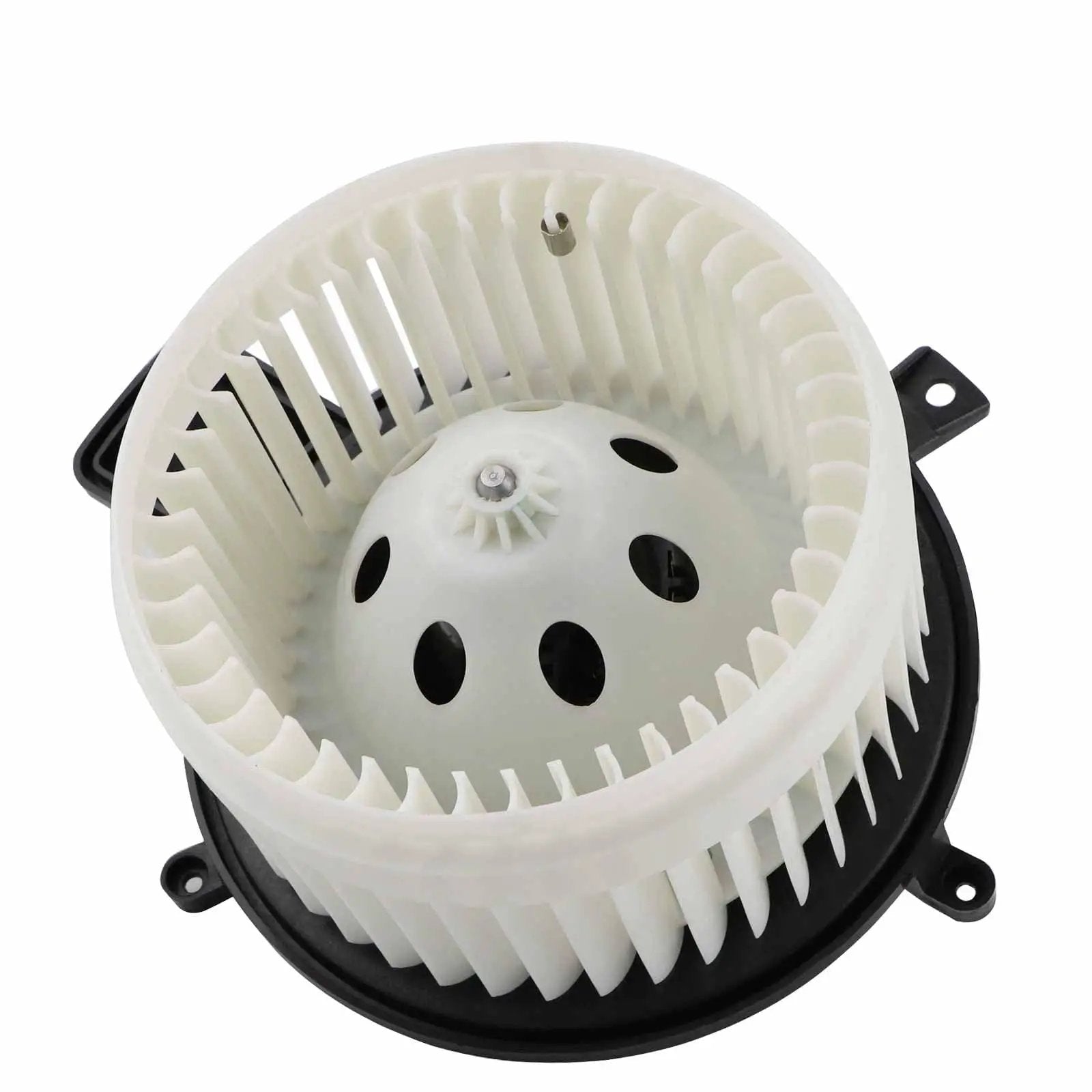 Front view of HVAC blower motor with fan 700216 for 2011-2021 Dodge Durango Jeep Grand Cherokee; direct fit plug and play replacement.