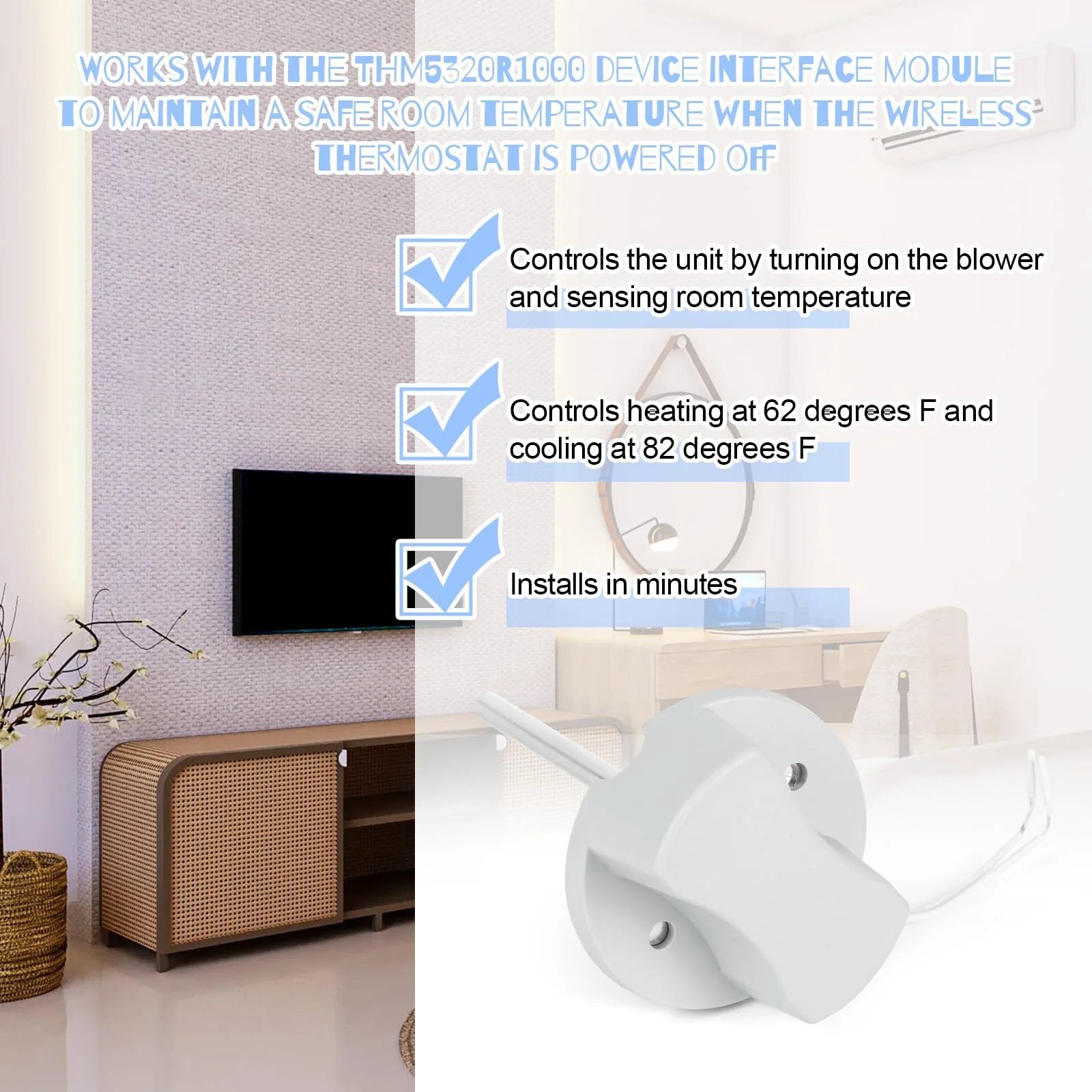 Discharge Air Temperature Sensor Replacement For Your HVAC Setup C7735A1000 shown installed near a thermostat in a home setting.