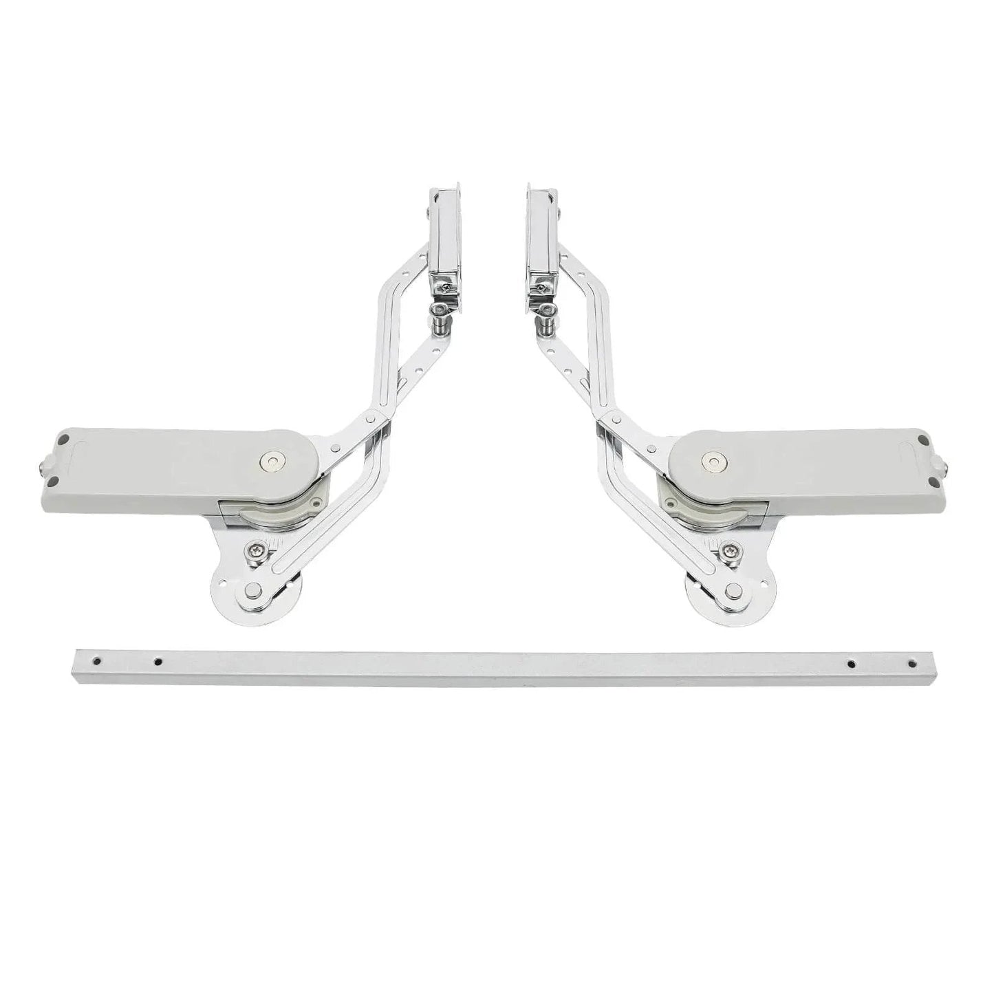 Hydraulic Buffer Cabinet Door Hinges, Vertical Swing Lift Up 7.72-8.82lbs Capacity, iron with chromium finish, displayed front view