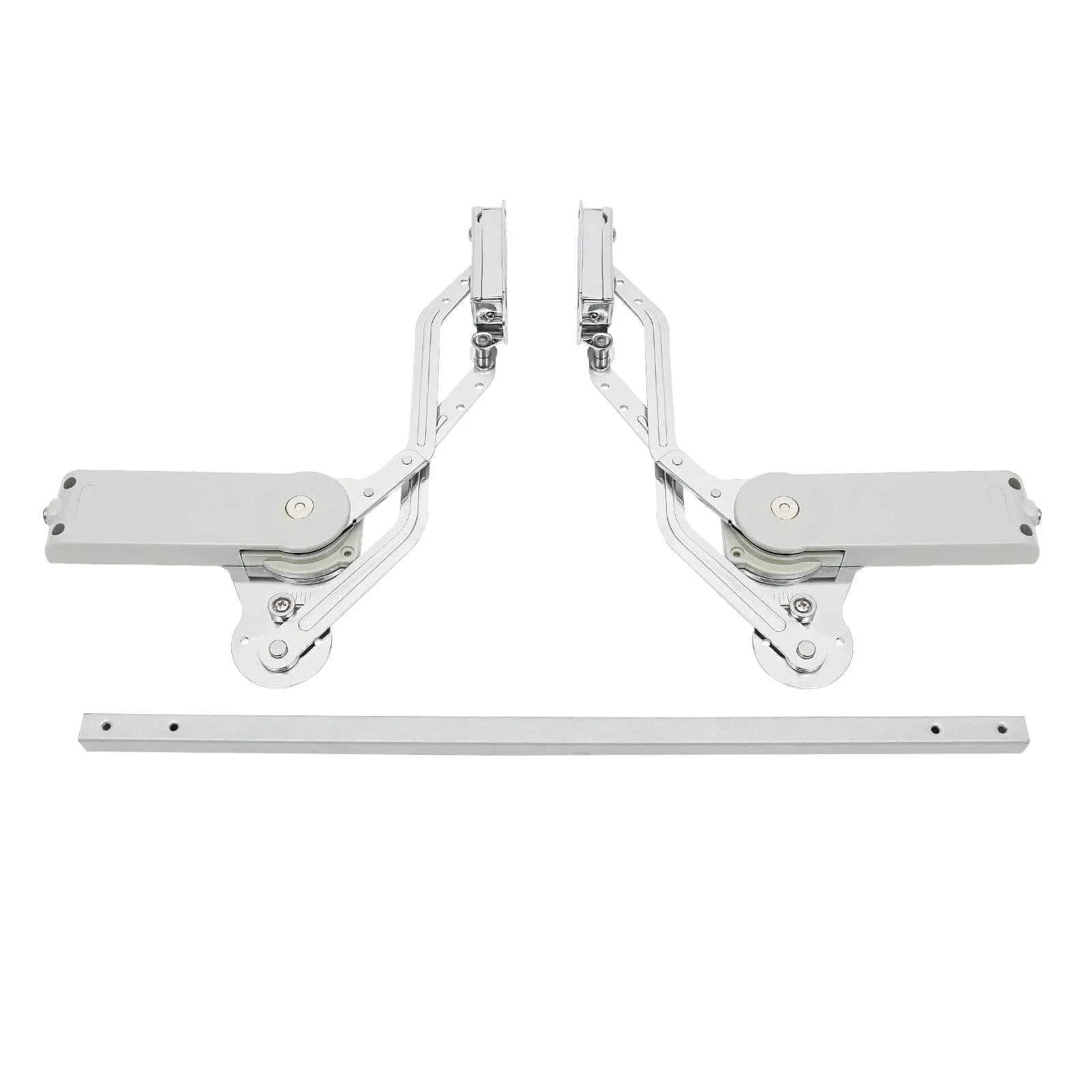 Hydraulic Buffer Cabinet Door Hinges, Vertical Swing Lift Up 7.72-8.82lbs Capacity, iron with chromium finish, displayed front view