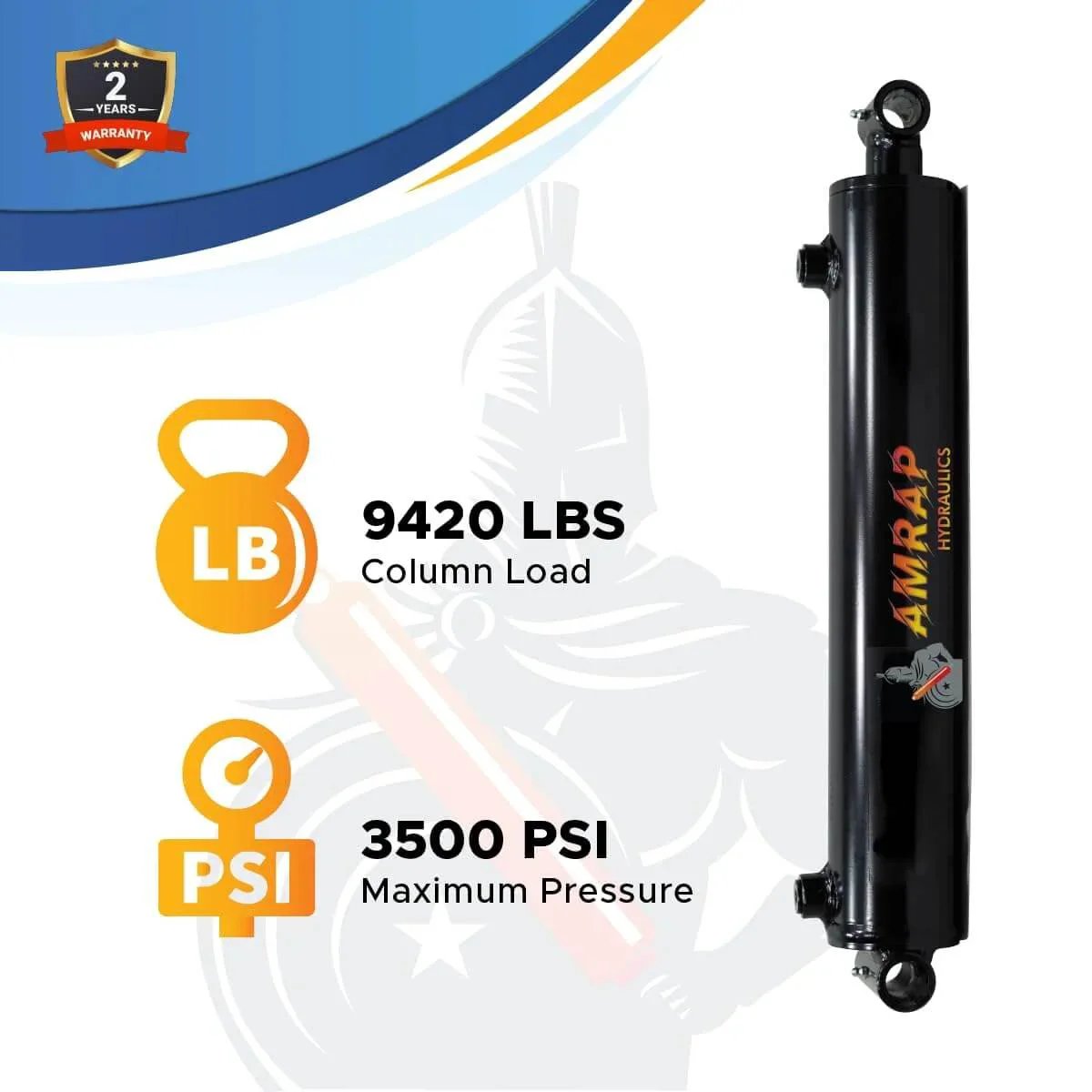 2 Inch Bore X 16 Inch Stroke Double Acting Welded Cross Tube Hydraulic Cylinder SAE 6 Ports 3500 PSI image with specs
