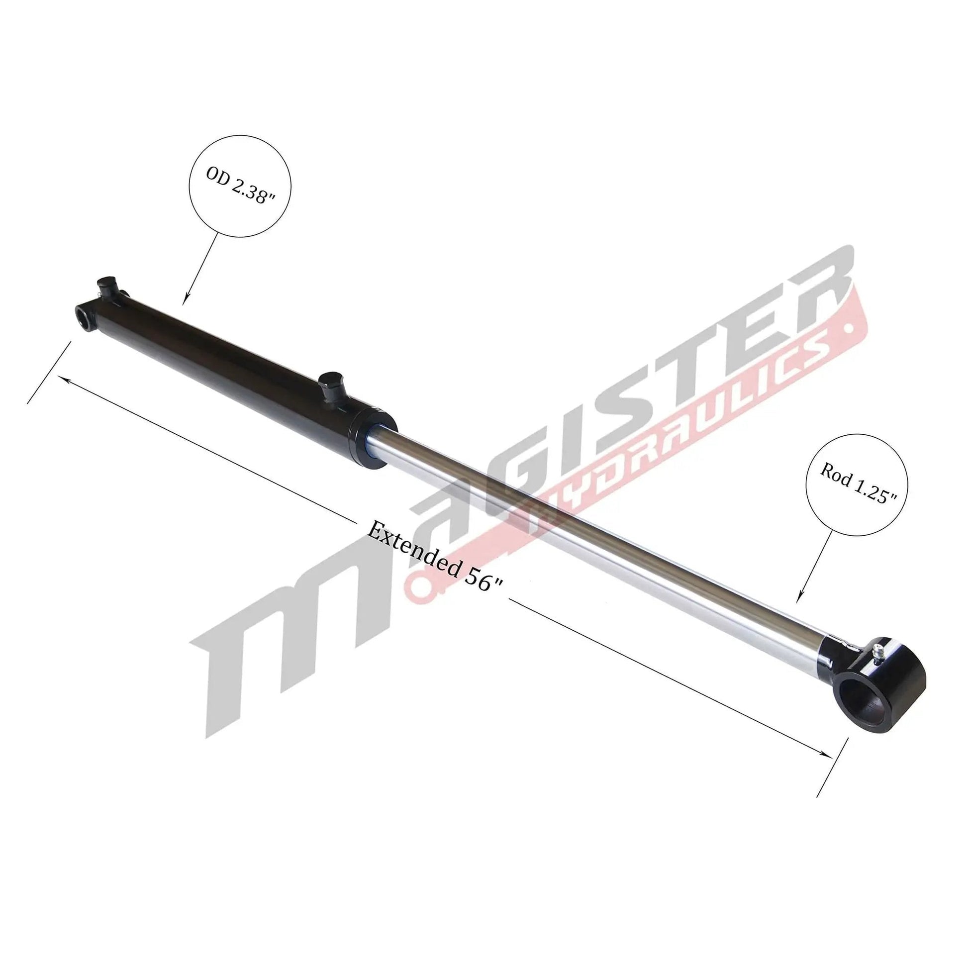 Direct From Manufacturer 2 Inch Bore 24 Inch Stroke Welded Heavy Duty Hydraulic Cylinder With Cross Tube Ends Double Acting Piston 3500 PSI