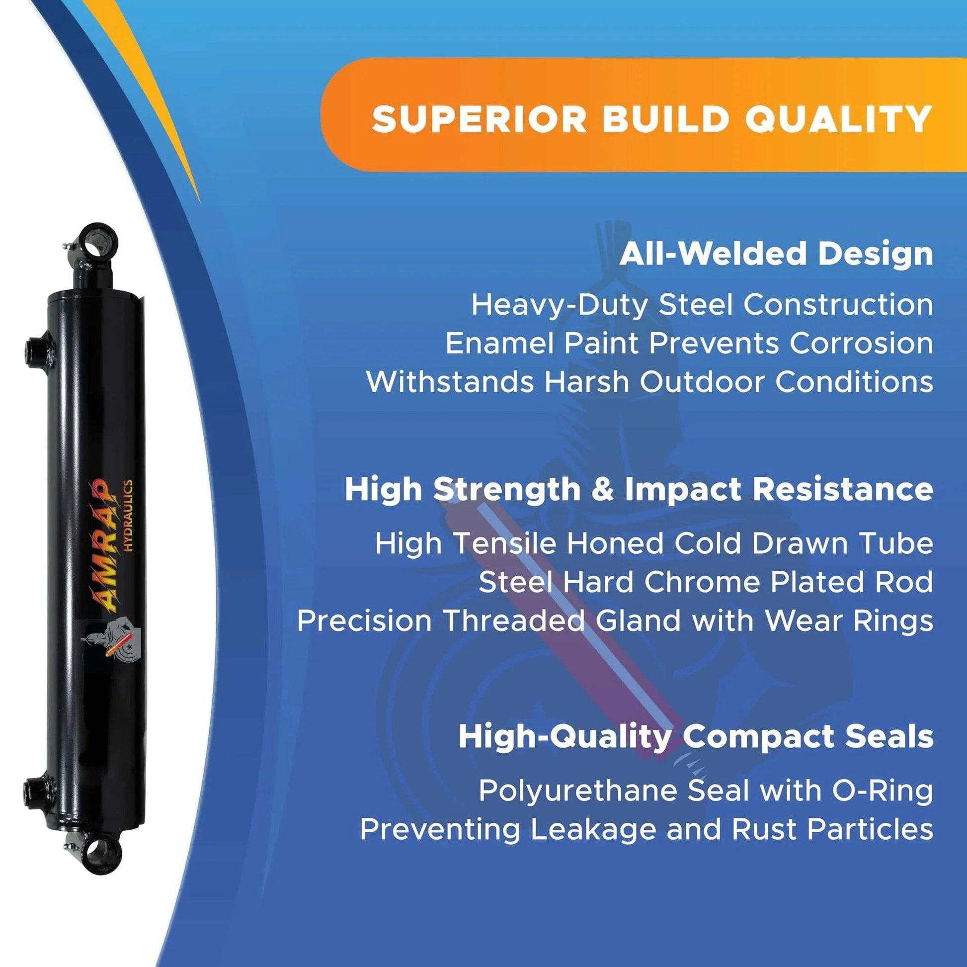 2 Inch Bore X 16 Inch Stroke Double Acting Welded Cross Tube Hydraulic Cylinder SAE 6 Ports 3500 PSI with quality features