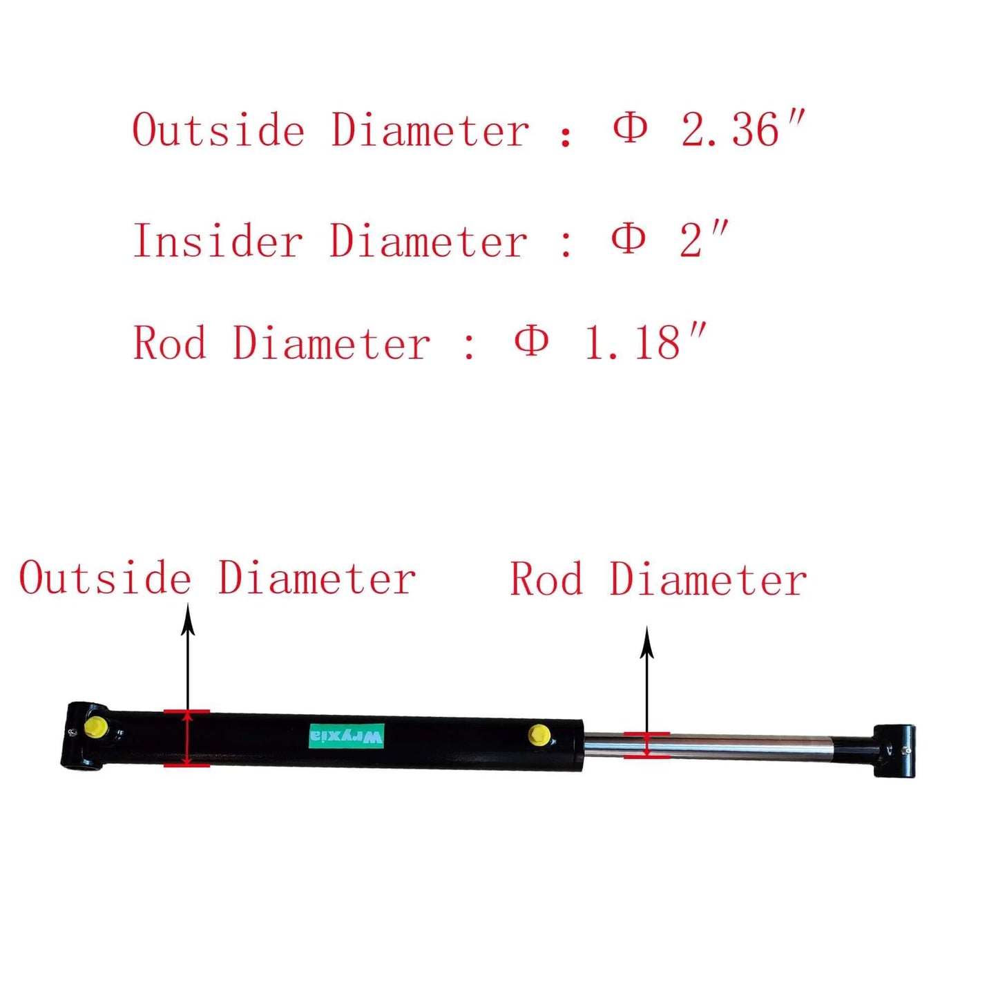 Double Acting Universal Hydraulic Cylinder, 2900-3600 PSI Hydraulic Cylinders Chrome Plated Piston Rod dimensions diagram