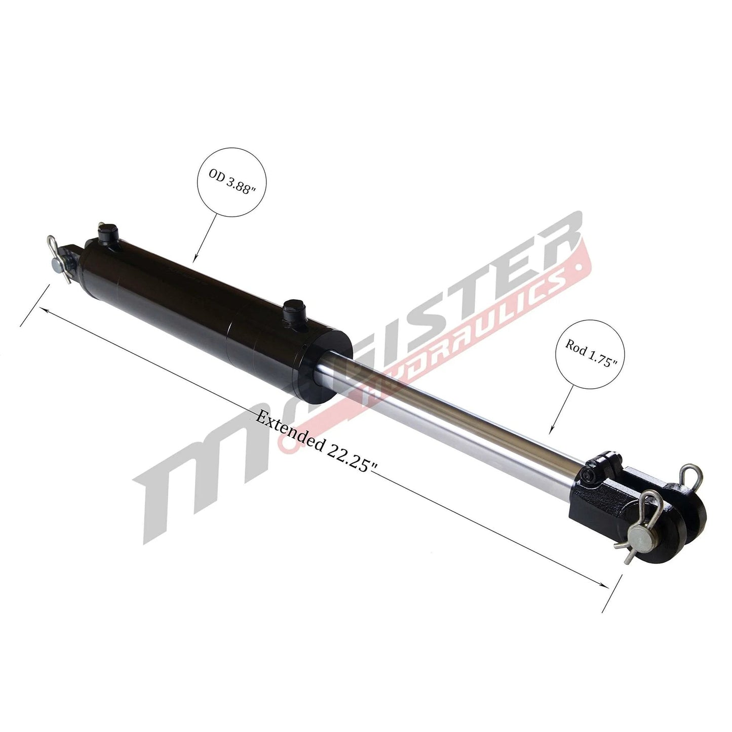 ✝️ Hydraulics Double Acting Hydraulic Cylinder - Clevis End Hydraulic Cylinder 3500 PSI - Heavy Duty Clevis 3.5" bore 6" Stroke (3.5x6) - showing dimensions