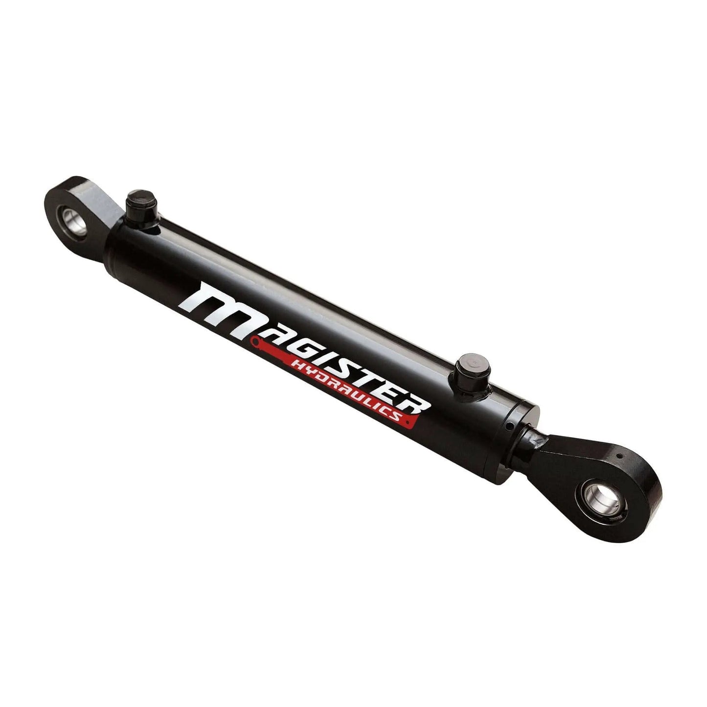 Heavy Duty Double Acting Hydraulic Cylinder With 2 Inch Bore And 8 Inch Stroke Swivel Eye Universal Fit 3500 PSI Rated 9400 Lb Load Welded Body SAE 6 Ports O Ring Boss By Magister Hydraulics