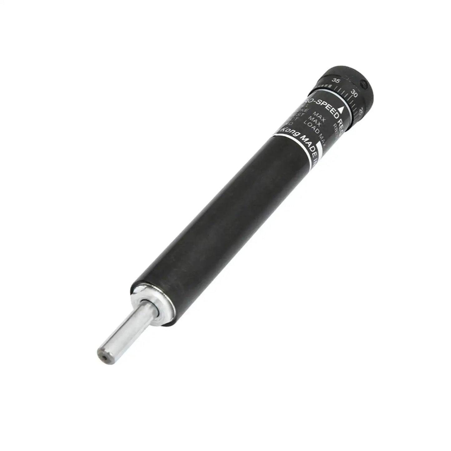 Hydraulic Damper Regulator RB 2430 for 30mm stroke, black cylindrical design, speed control mechanism visible, DIY friendly